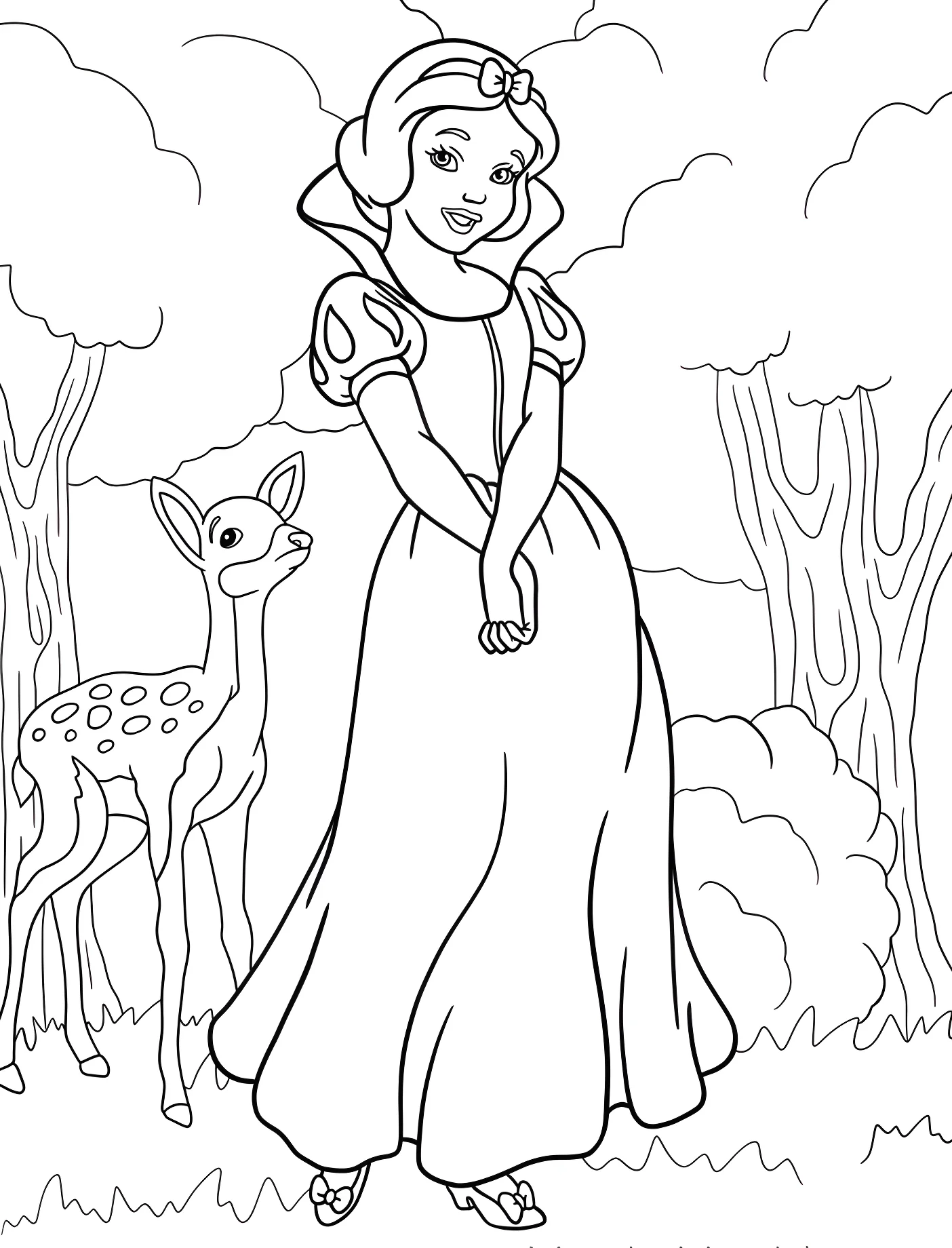 Белоснежка и олененок в лесу №11444. Принцессы. Белоснежка (Snow White).