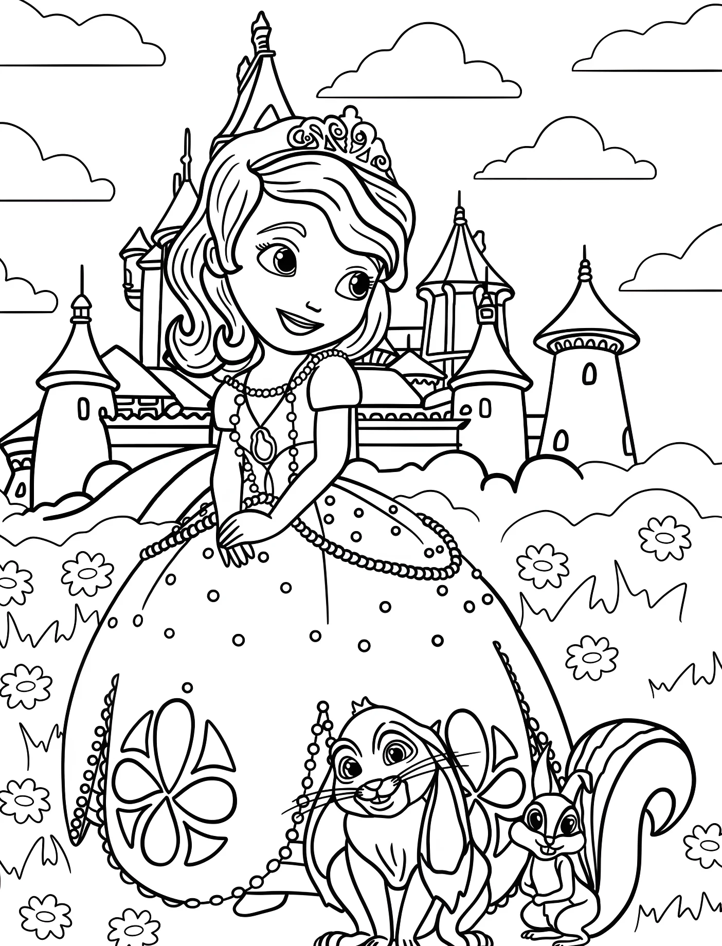 Принцесса София и щенок в красивом саду №11470. Принцессы. София Прекрасная (Sofia the First).
