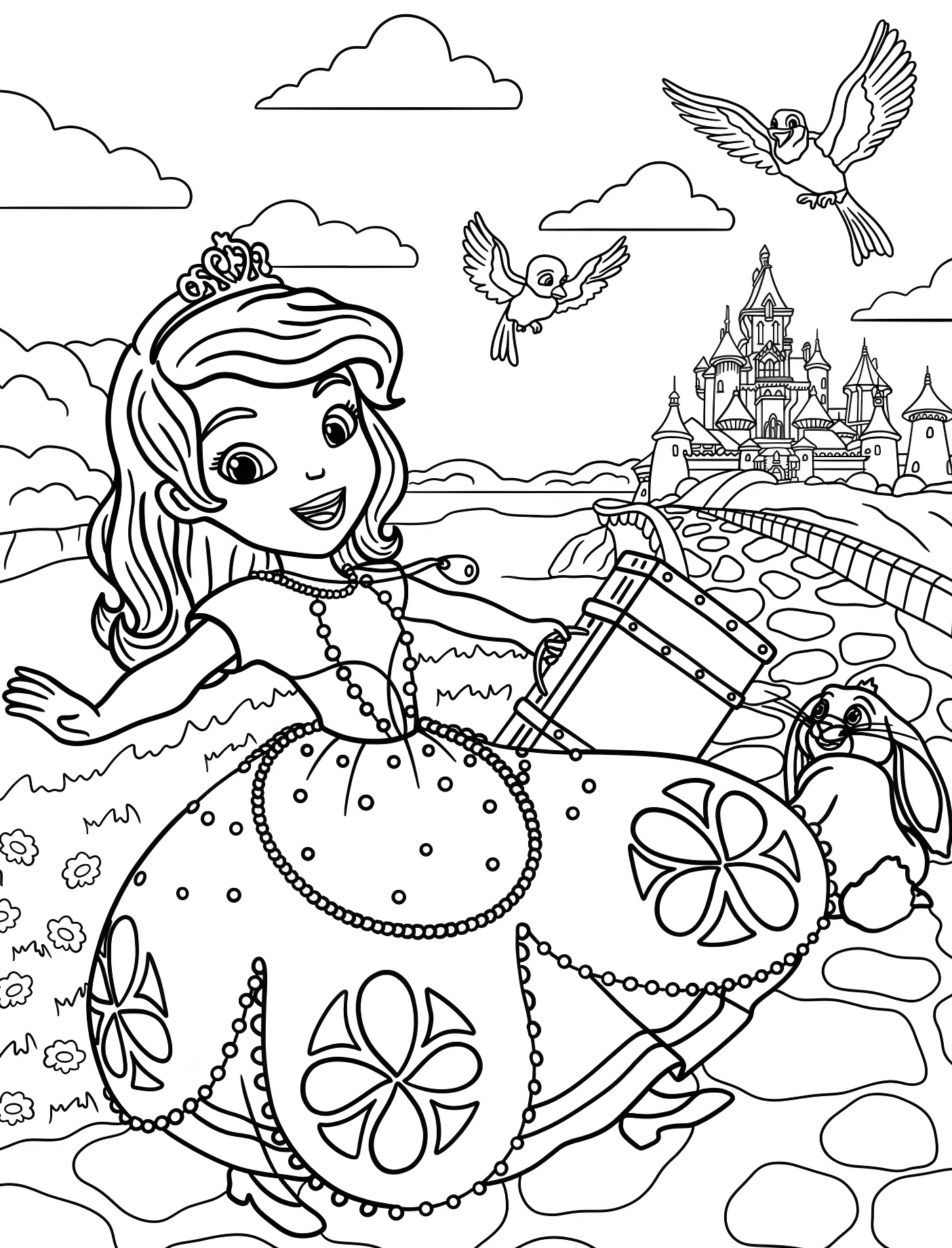 Принцесса София с чемоданом и птицами №11476. Принцессы. София Прекрасная (Sofia the First).