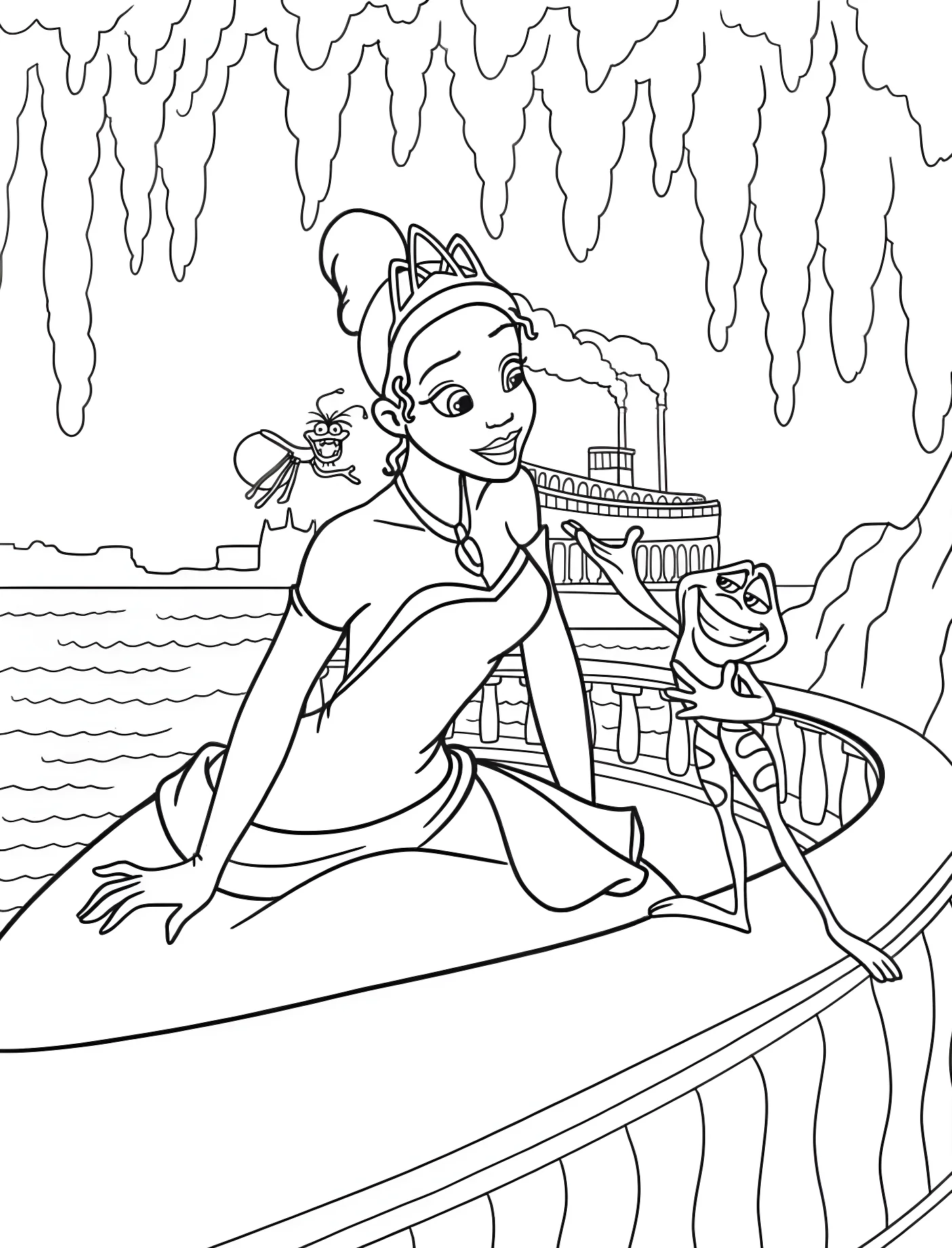 Тиана, Рэй и Навин на балконе №11235. Принцессы. Принцесса и лягушка (The Princess and the Frog).