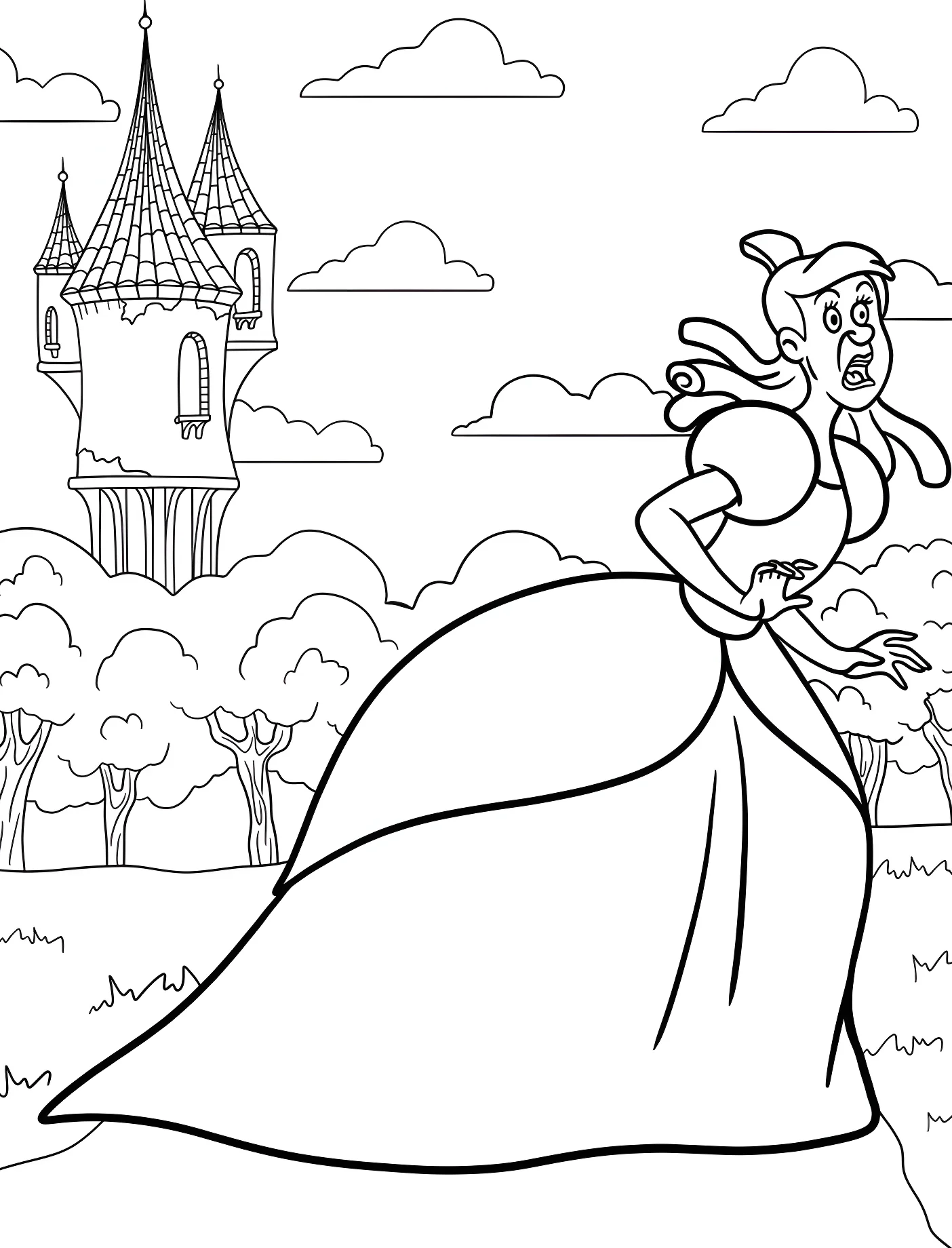 Злая мачеха убегает от замка №11002. Принцессы. Золушка (Cinderella).
