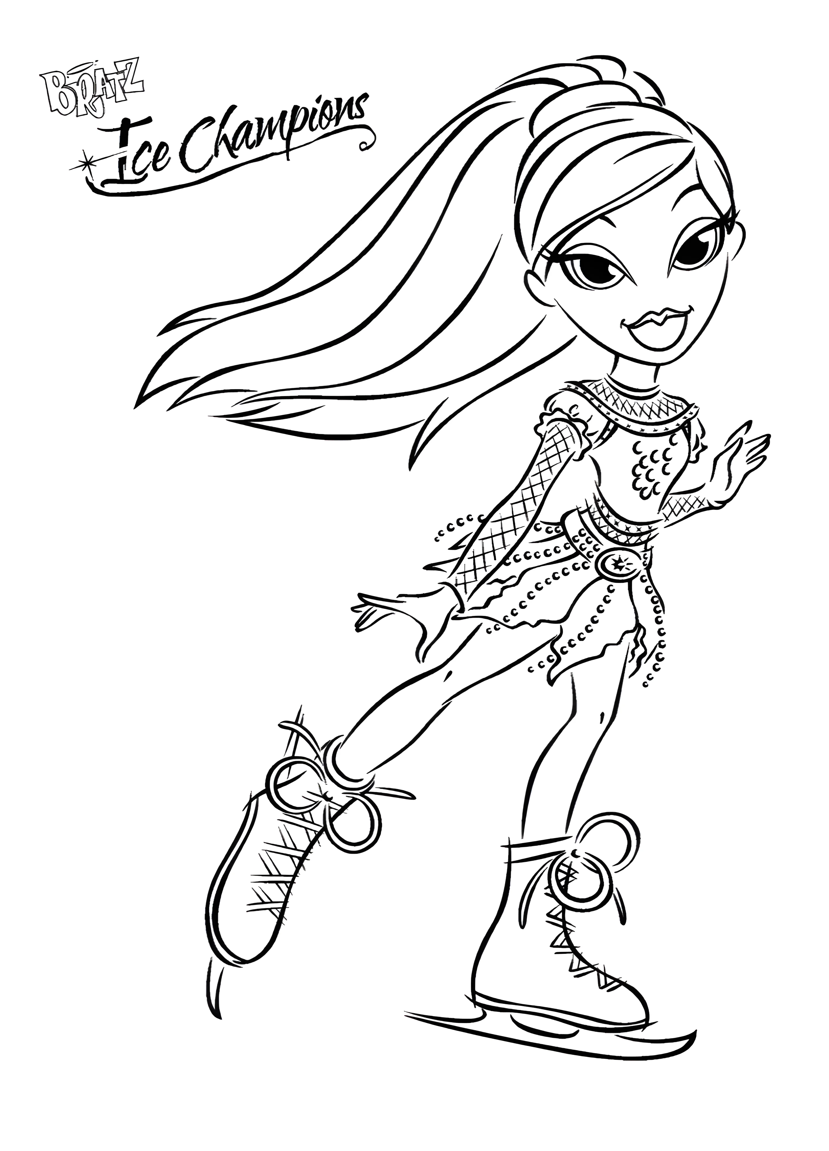 Bratz на коньках №1510. Раскраски для девочек по категориям. Братц.
