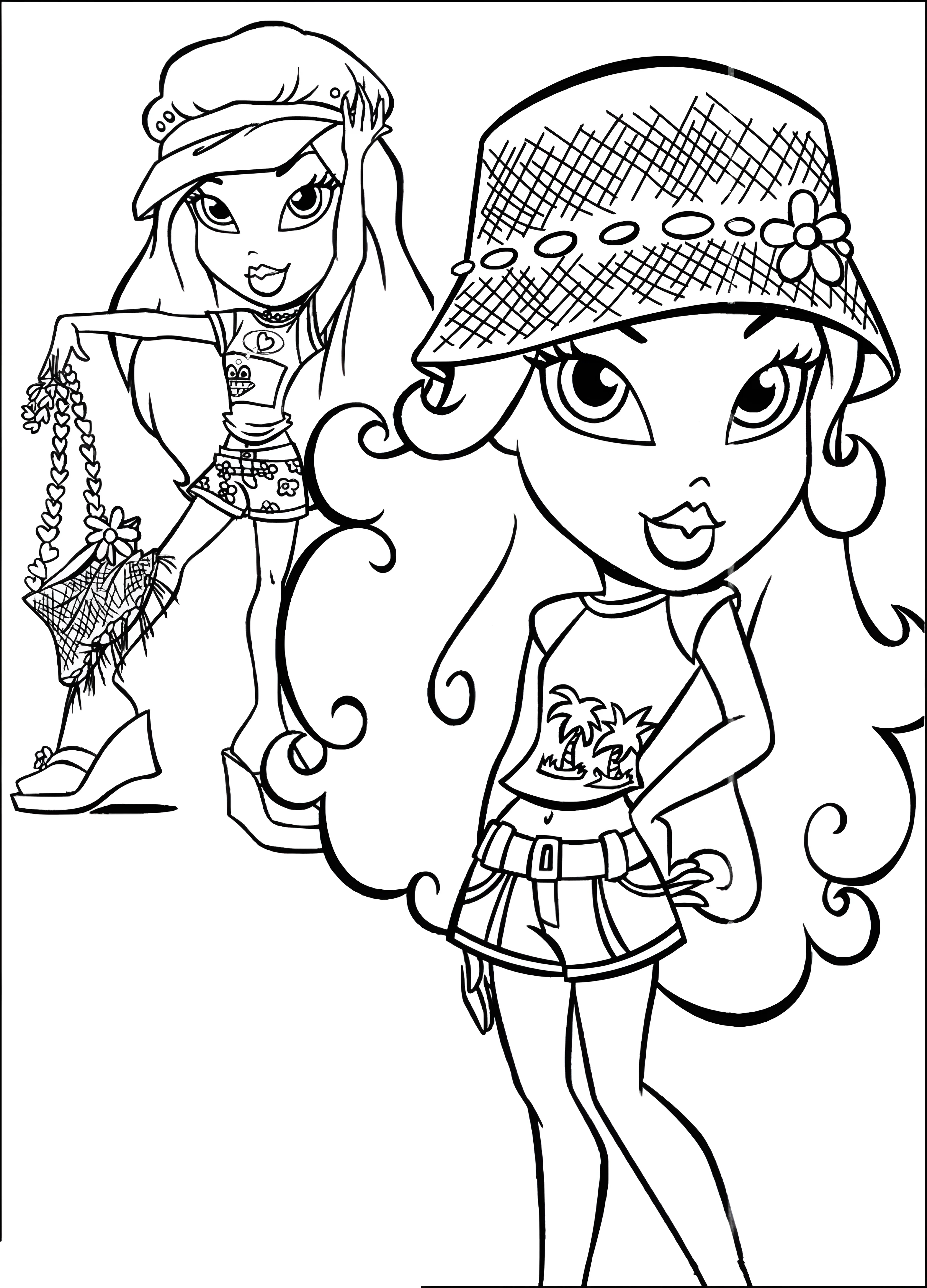 Модные куклы Bratz №1507. Раскраски для девочек по категориям. Братц.