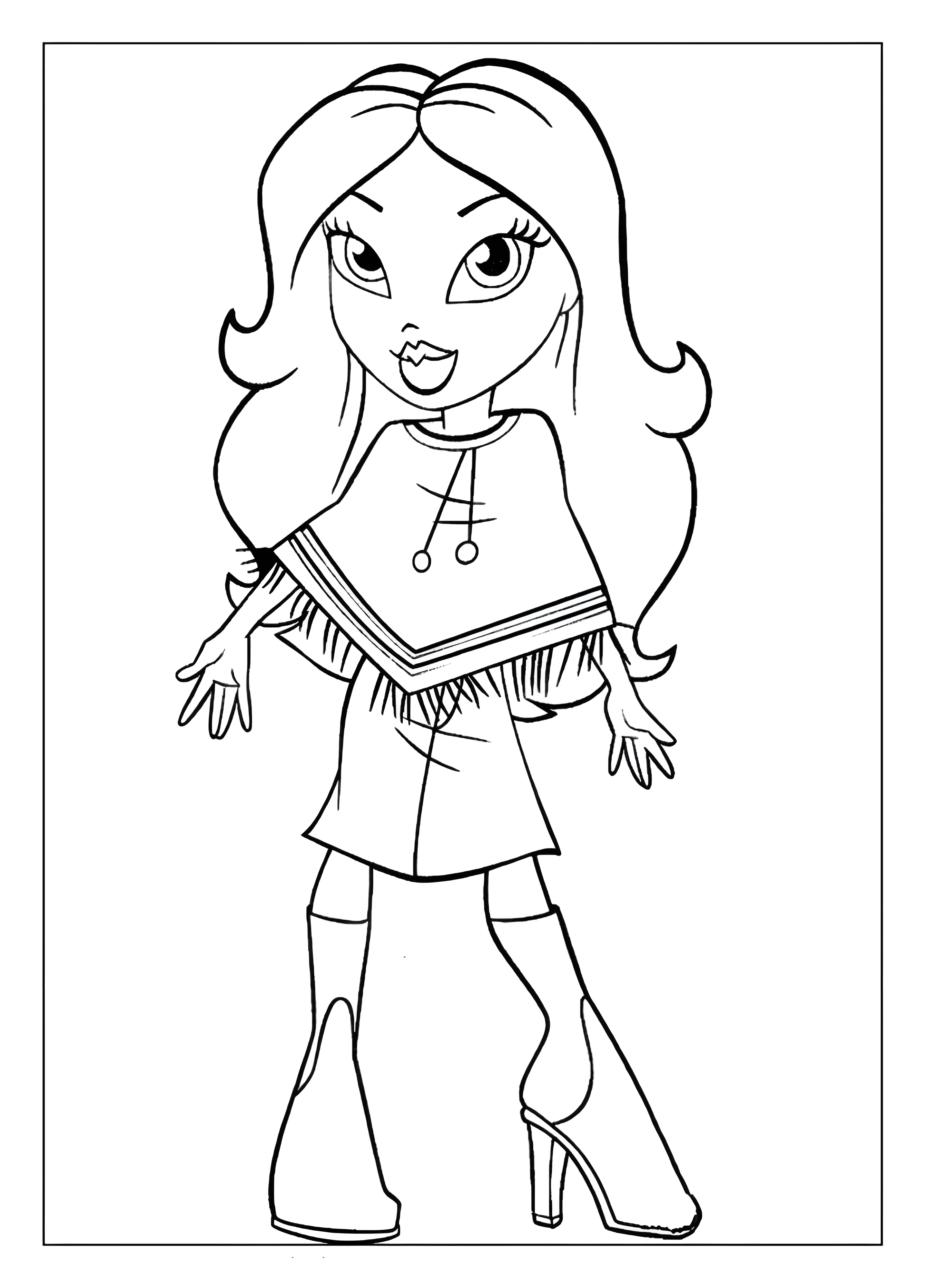Bratz в пончо №1506. Раскраски для девочек по категориям. Братц.