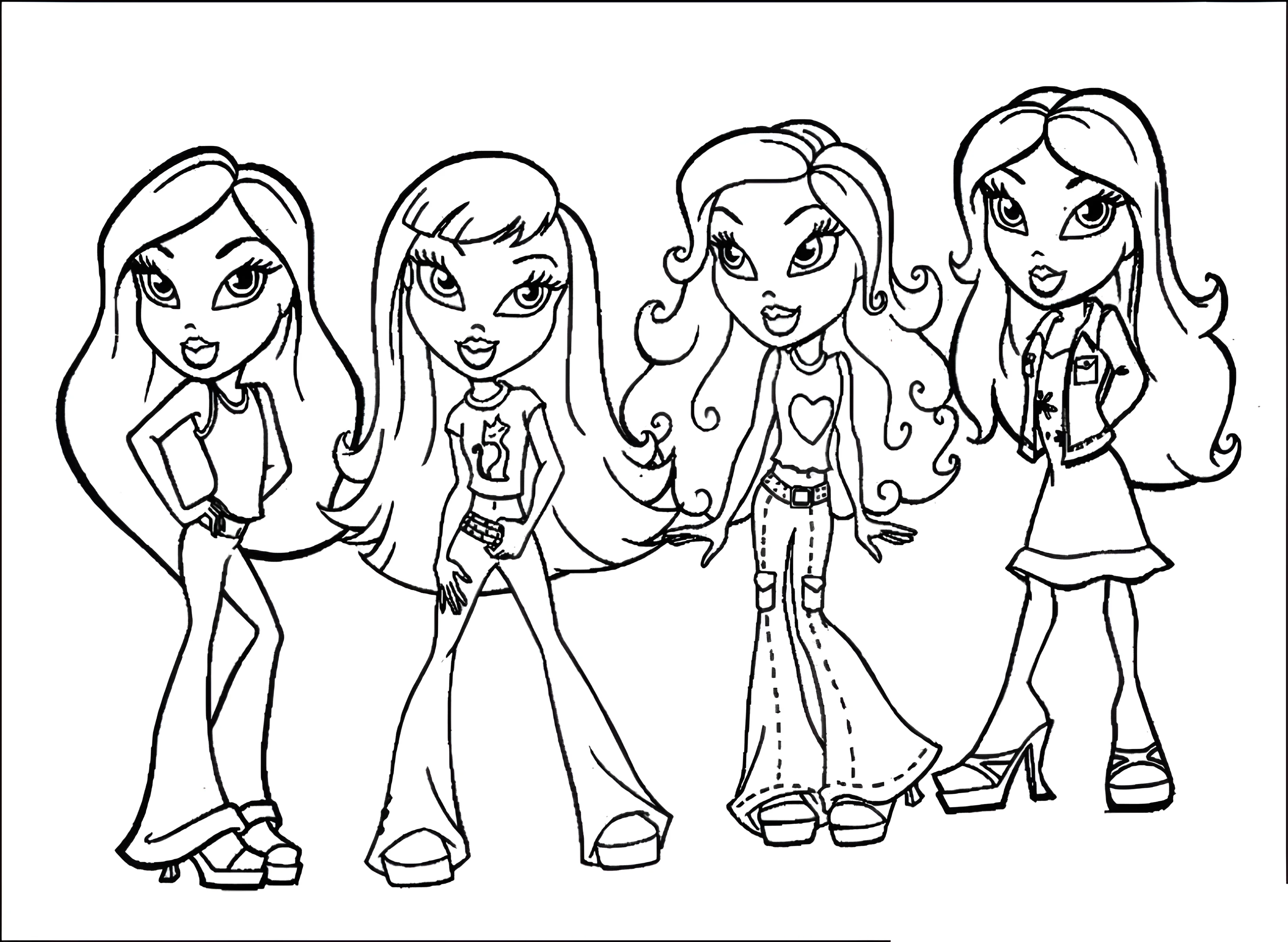 Куколки Bratz №1493. Раскраски для девочек по категориям. Братц.