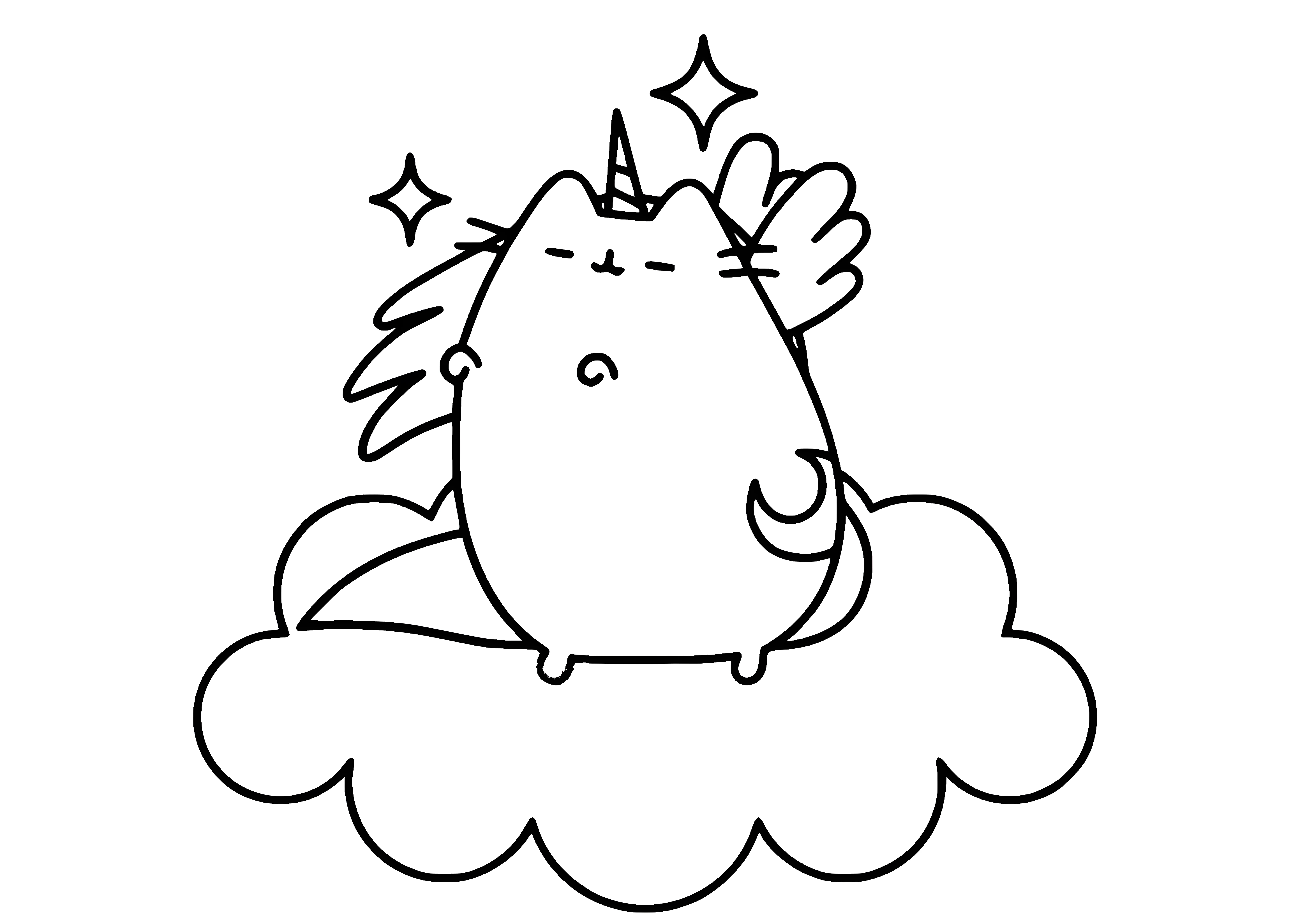 Pusheen the Cat единорог №2819. Раскраски для девочек по категориям. Кот Пушин.