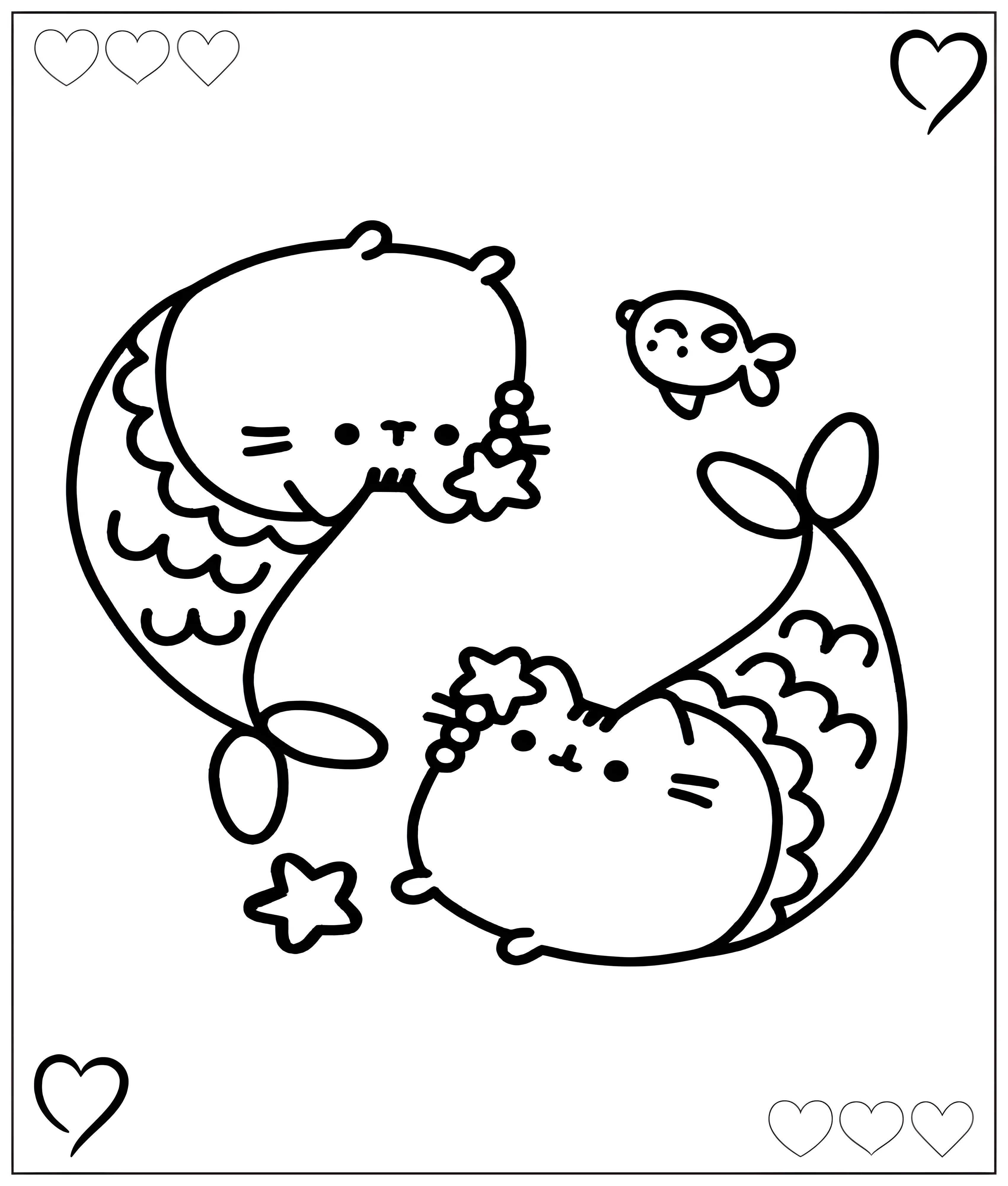 Кот Пушин русалка №1190. Раскраски для девочек по категориям. Кот Пушин.