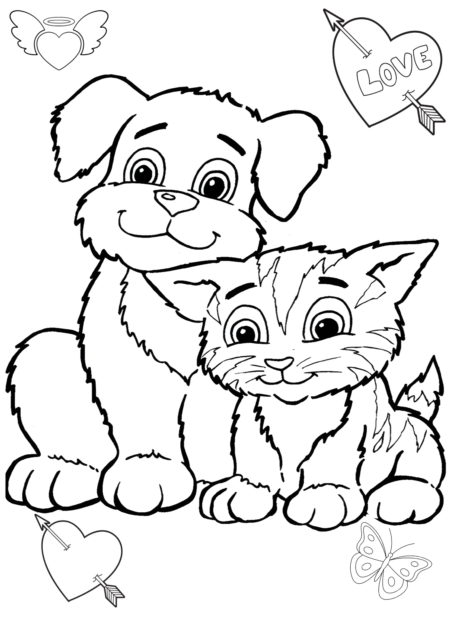 Друзья кот и пес №2909. Раскраски для девочек по категориям. Котики.