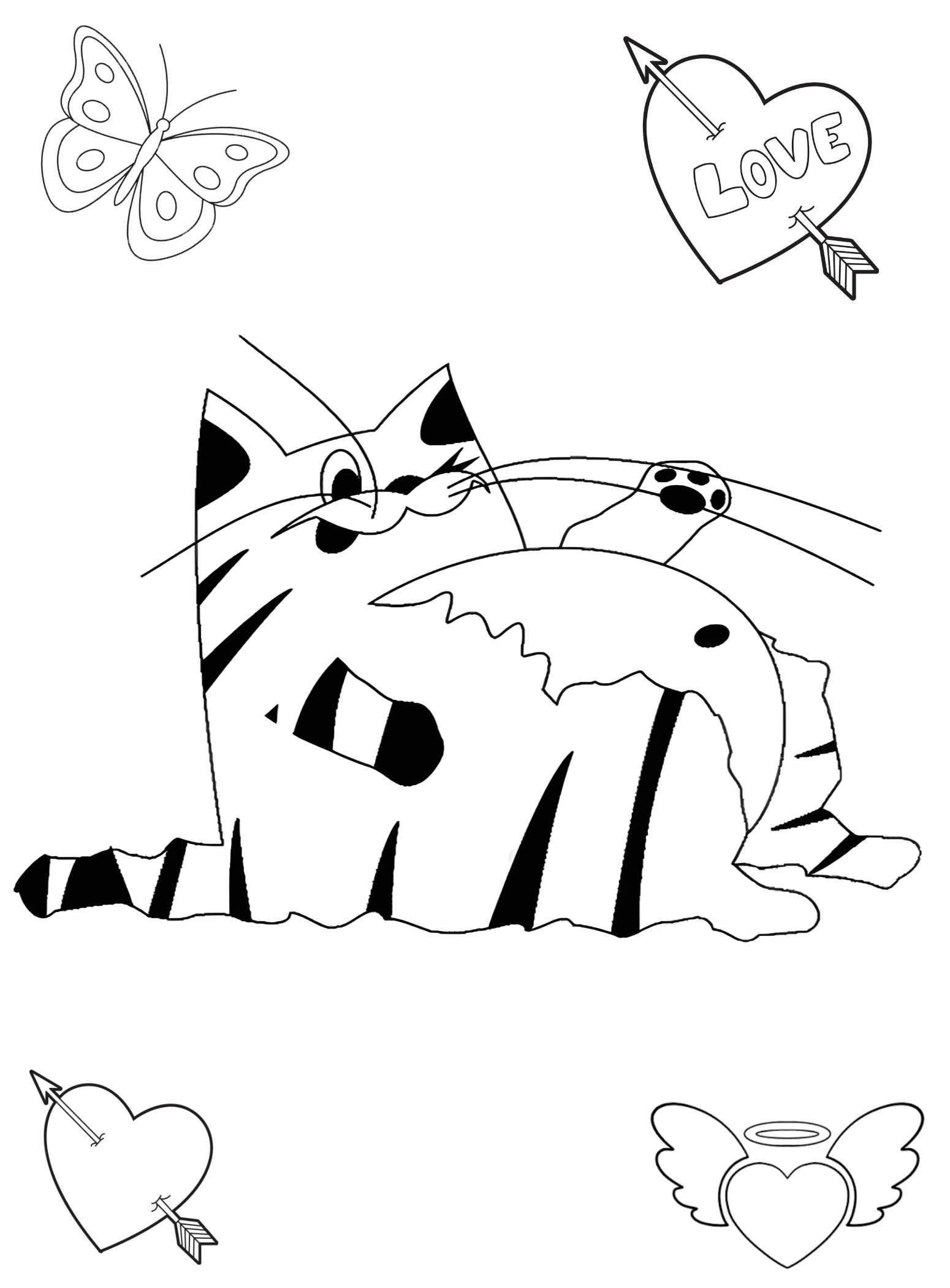 Кот пузан №2943. Раскраски для девочек по категориям. Котики.