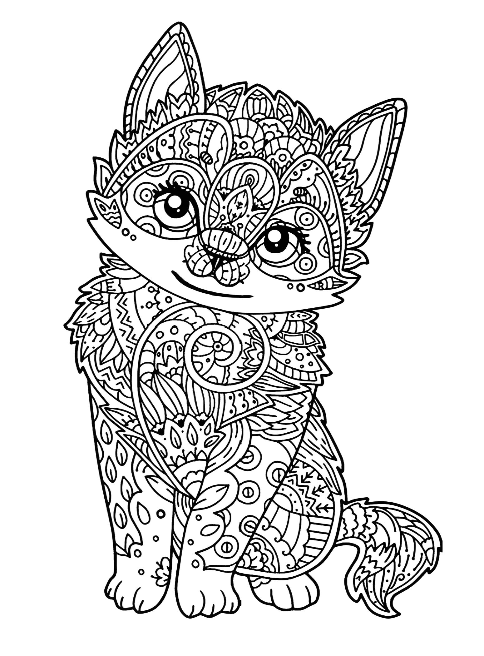 Красивый котенок №2911. Раскраски для девочек по категориям. Котики.