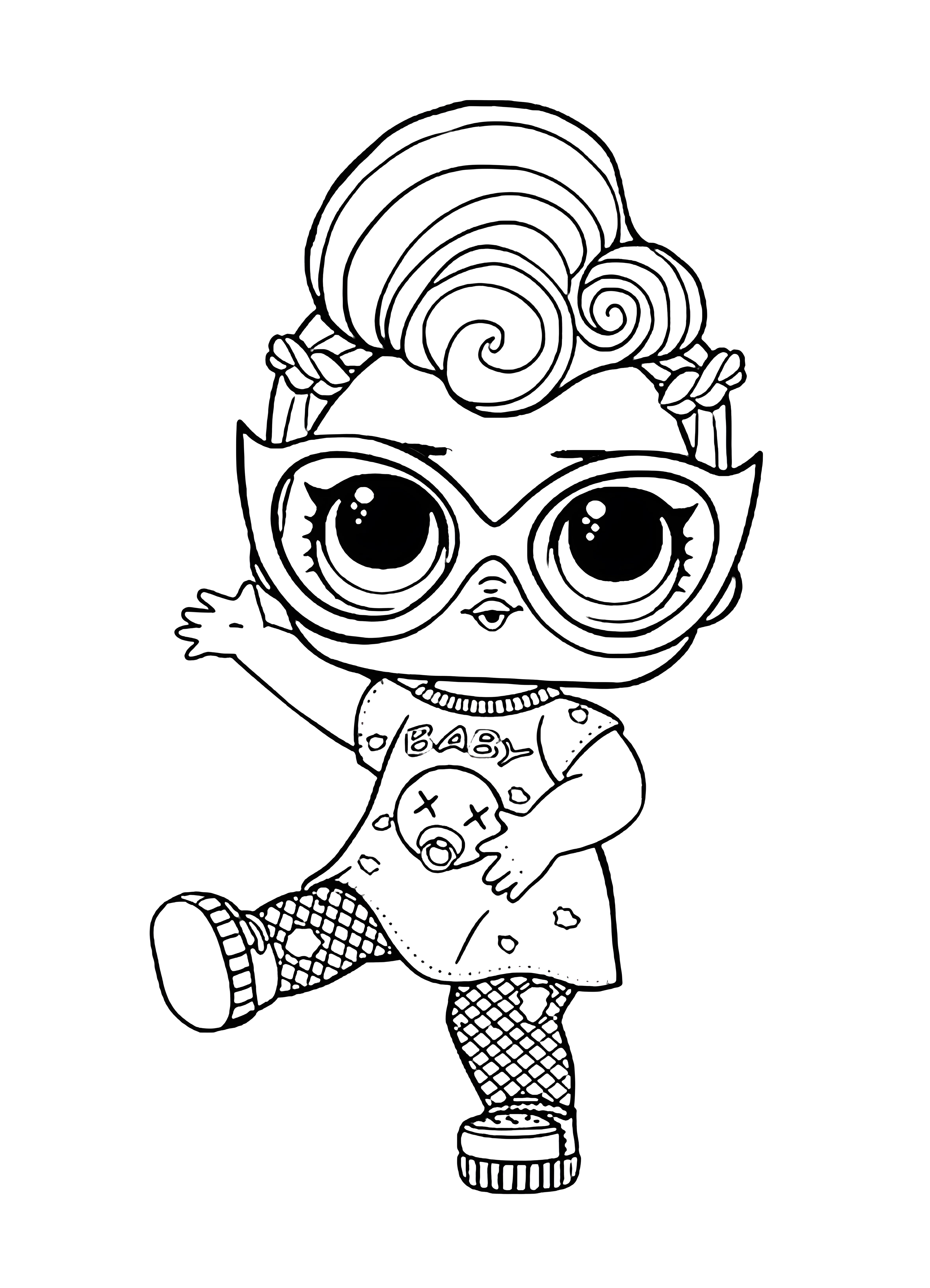ЛОЛ Grunge Grrrl конфетти поп (Девочка Гранж №2391. Популярные раскраски. Куклы ЛОЛ.