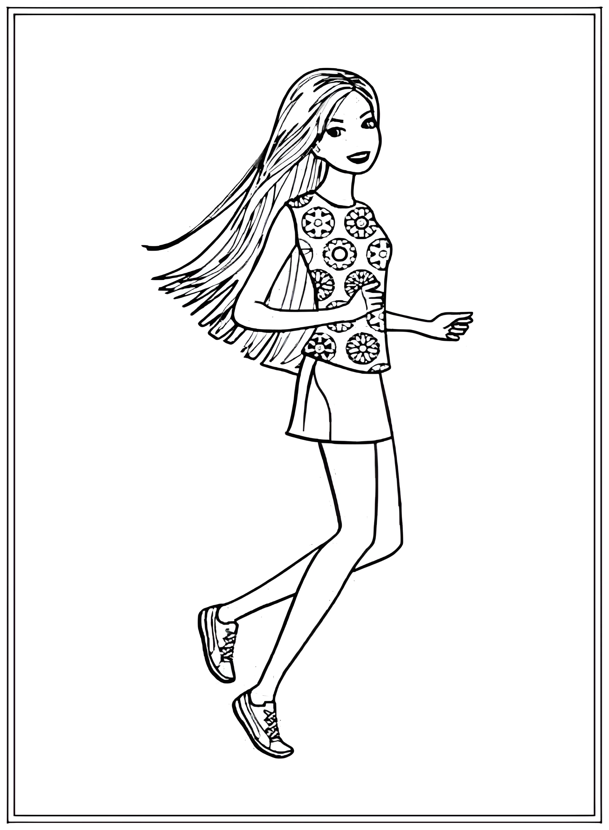 Летняя прогулка Barbie №1704. Раскраски по возрастам и полу. Раскраски для девочек.