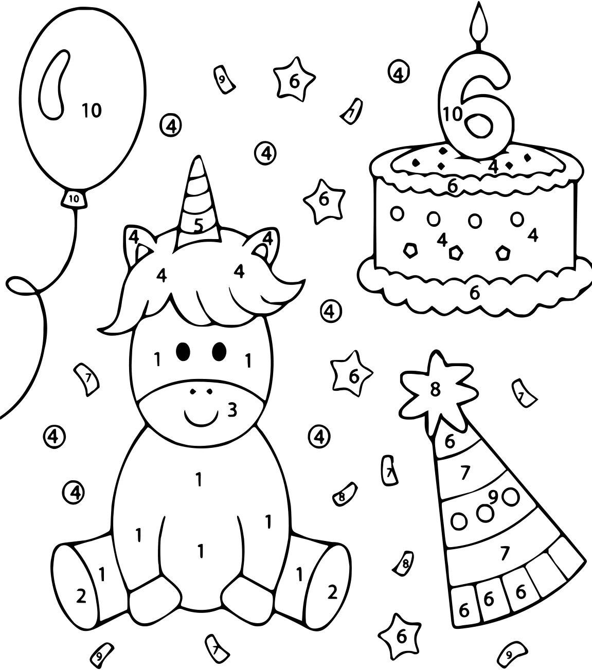 Бесплатная раскраска по номерам с единорогом от Unicorn Color By Number №3936. Раскраски для девочек по категориям. Сборник всех единорогов.