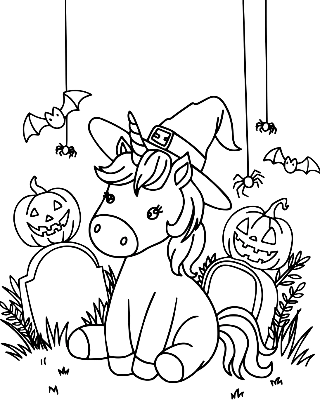 Хэллоуин: Единорог Ведьма от Halloween Единорог №3910. Раскраски для девочек по категориям. Сборник всех единорогов.