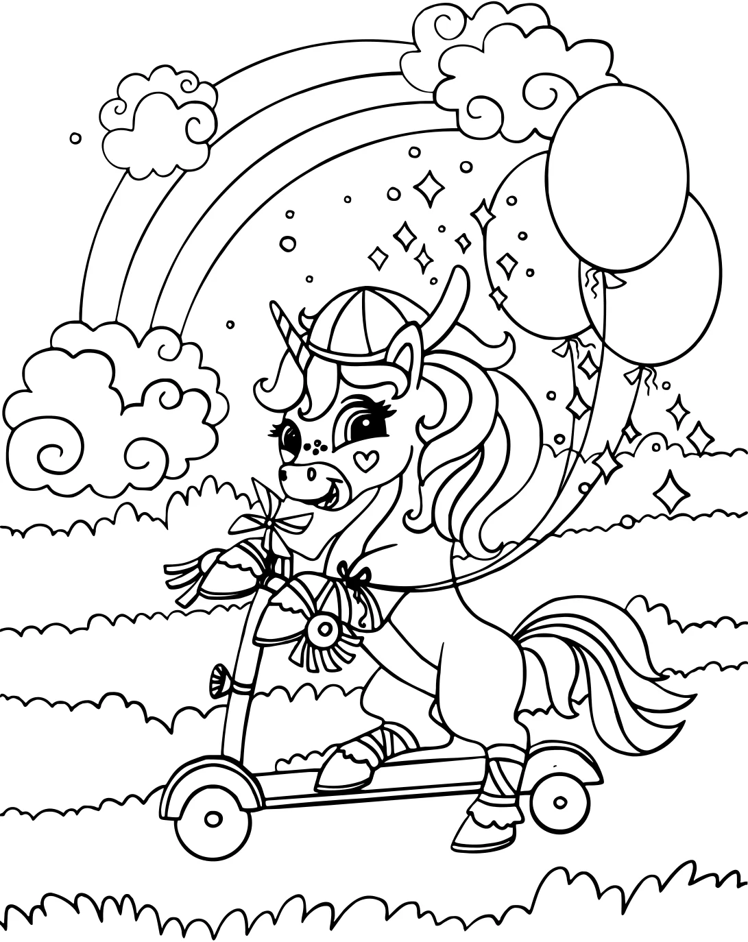 Радужный милый единорог от Unicorn №3903. Раскраски для девочек по категориям. Сборник всех единорогов.