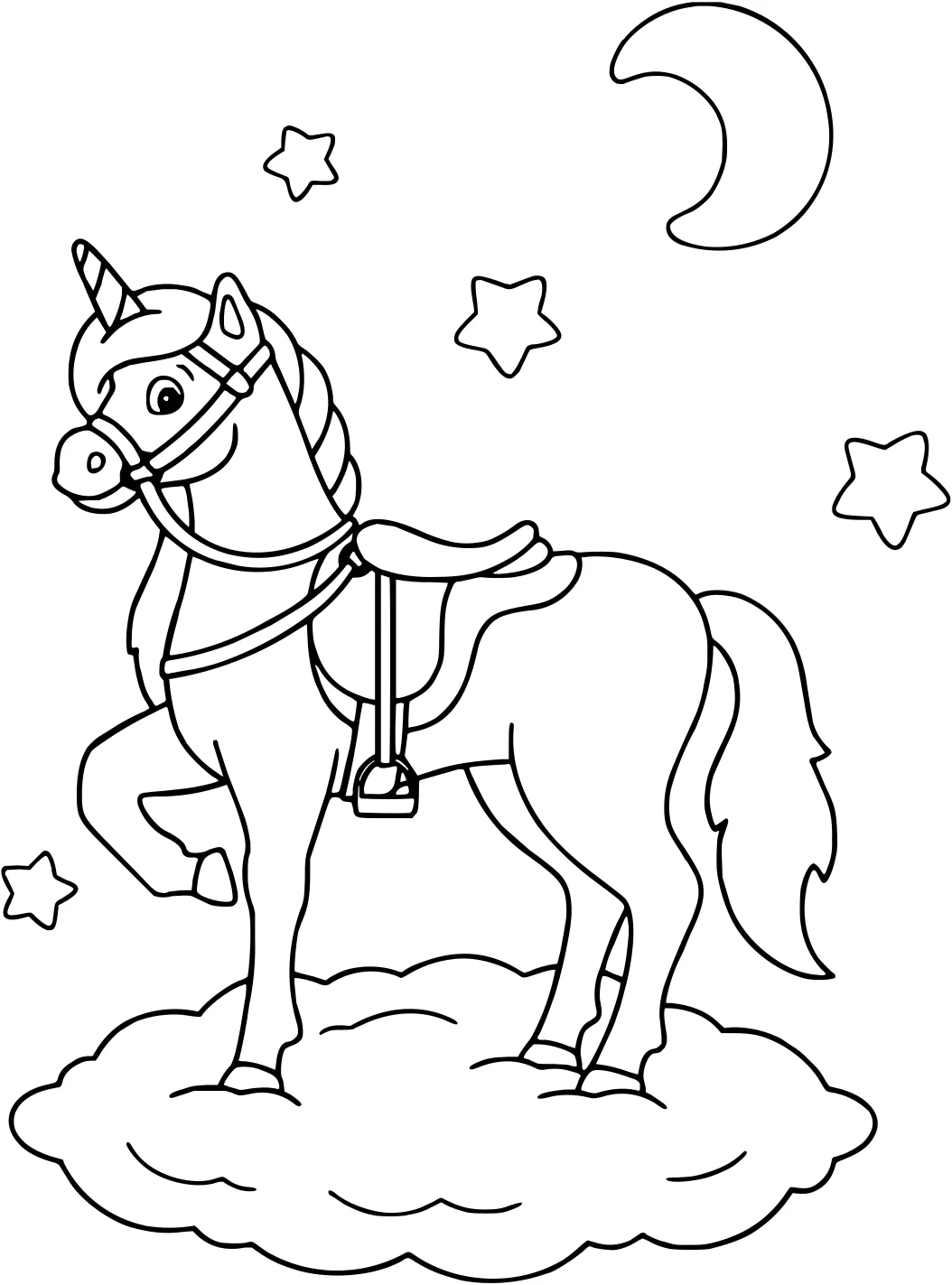 Простая Радужная Единорог от Unicorn №3895. Раскраски для девочек по категориям. Сборник всех единорогов.