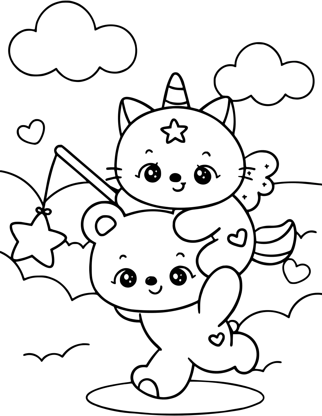 Единорог-котик Каваии от Unicorn Cat №3892. Раскраски для девочек по категориям. Сборник всех единорогов.