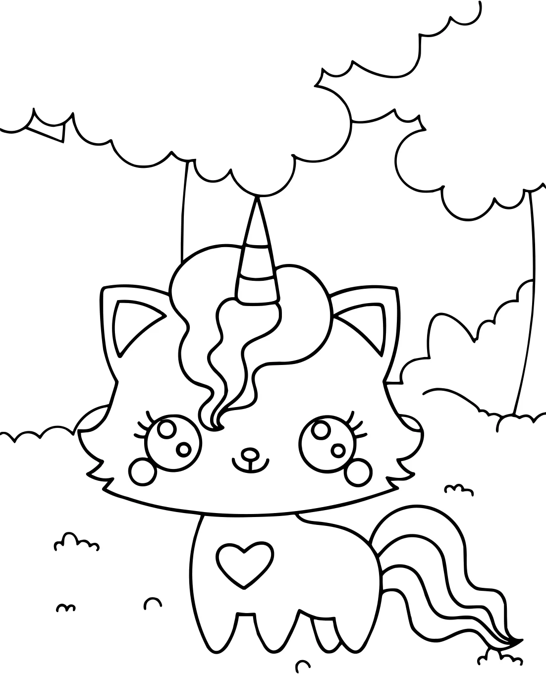 Распечатываемый единорог-котик от Unicorn Cat №3886. Раскраски для девочек по категориям. Сборник всех единорогов.