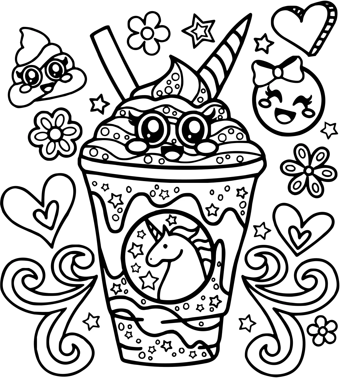 Старбакс Кофе Единорог от Starbucks №3871. Раскраски для девочек по категориям. Сборник всех единорогов.
