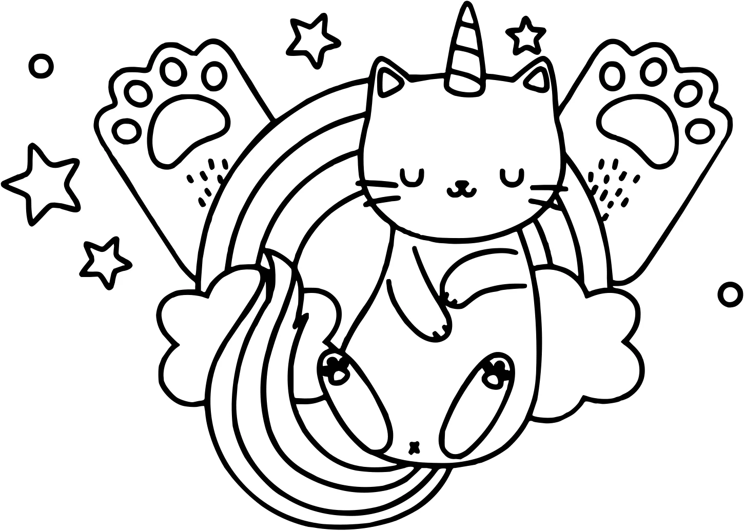 Кошка Единорог: раскраска для детей №3825. Раскраски для девочек по категориям. Сборник всех единорогов.