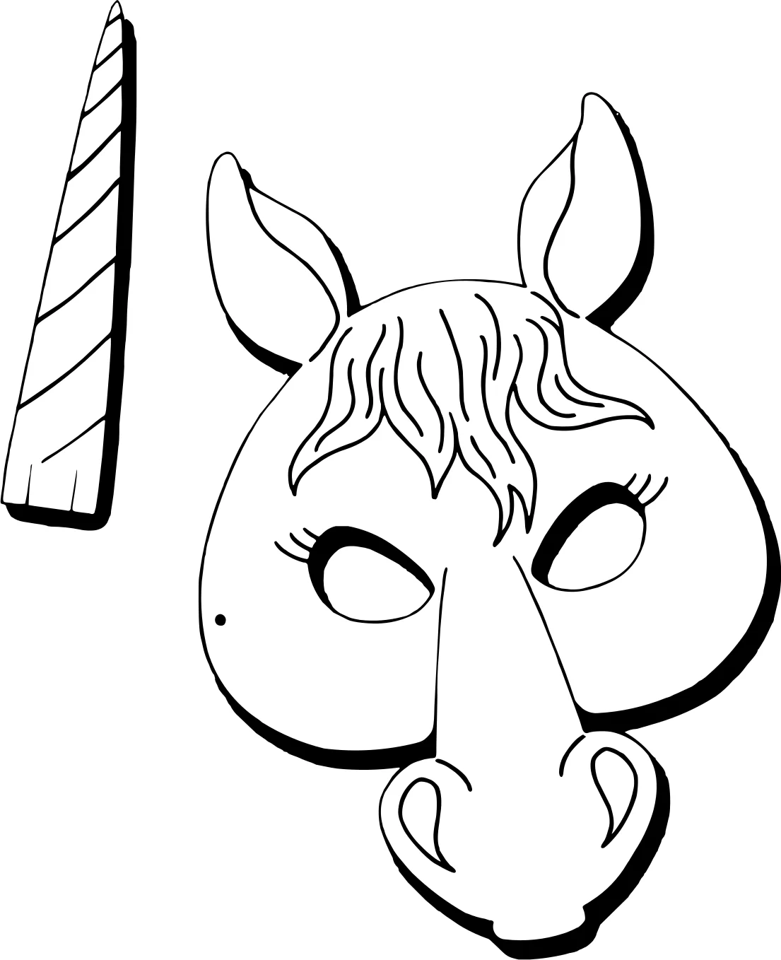 Вырезка маски Единорог №3776. Раскраски для девочек по категориям. Сборник всех единорогов.