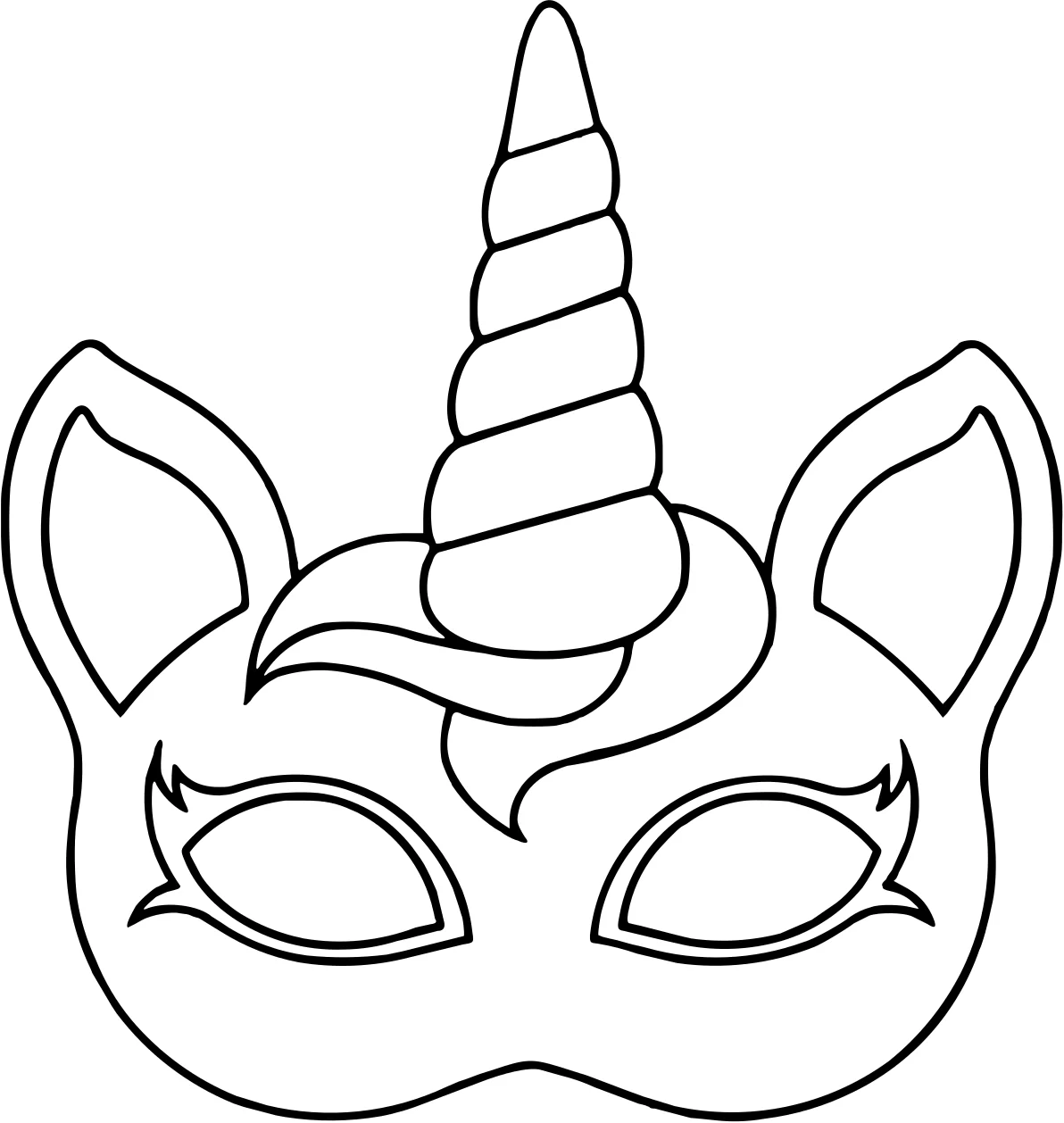 Маска единорога: раскраска №3775. Раскраски для девочек по категориям. Сборник всех единорогов.