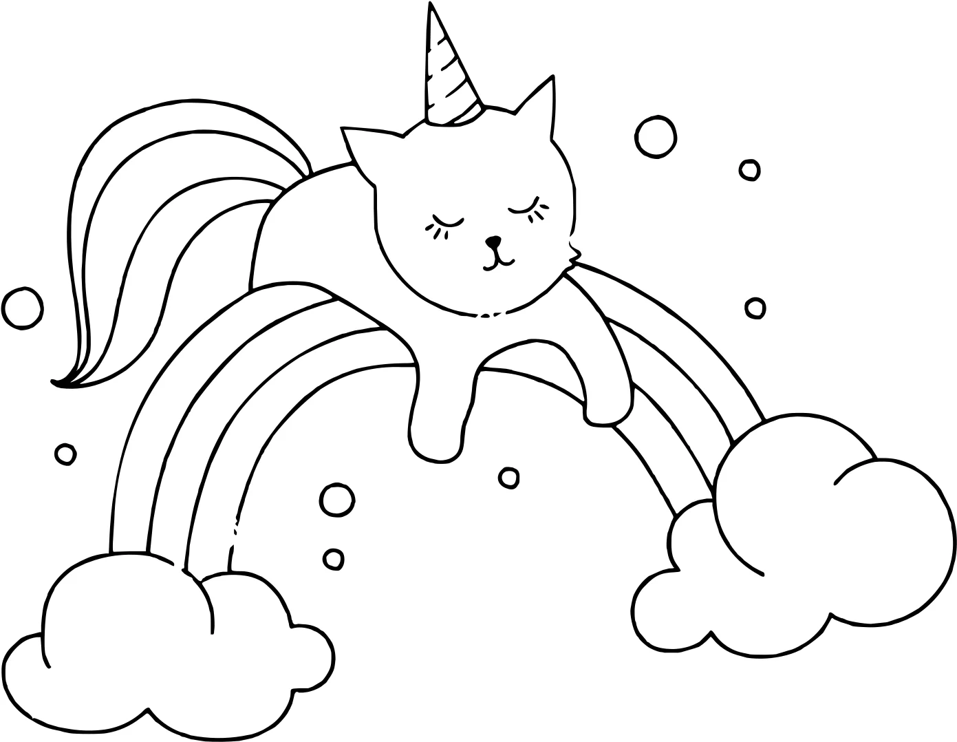 Раскраска котик-единорог для детей 6-7 лет, распечатать бесплатно №4814. Раскраски для девочек по категориям. Сборник всех единорогов.