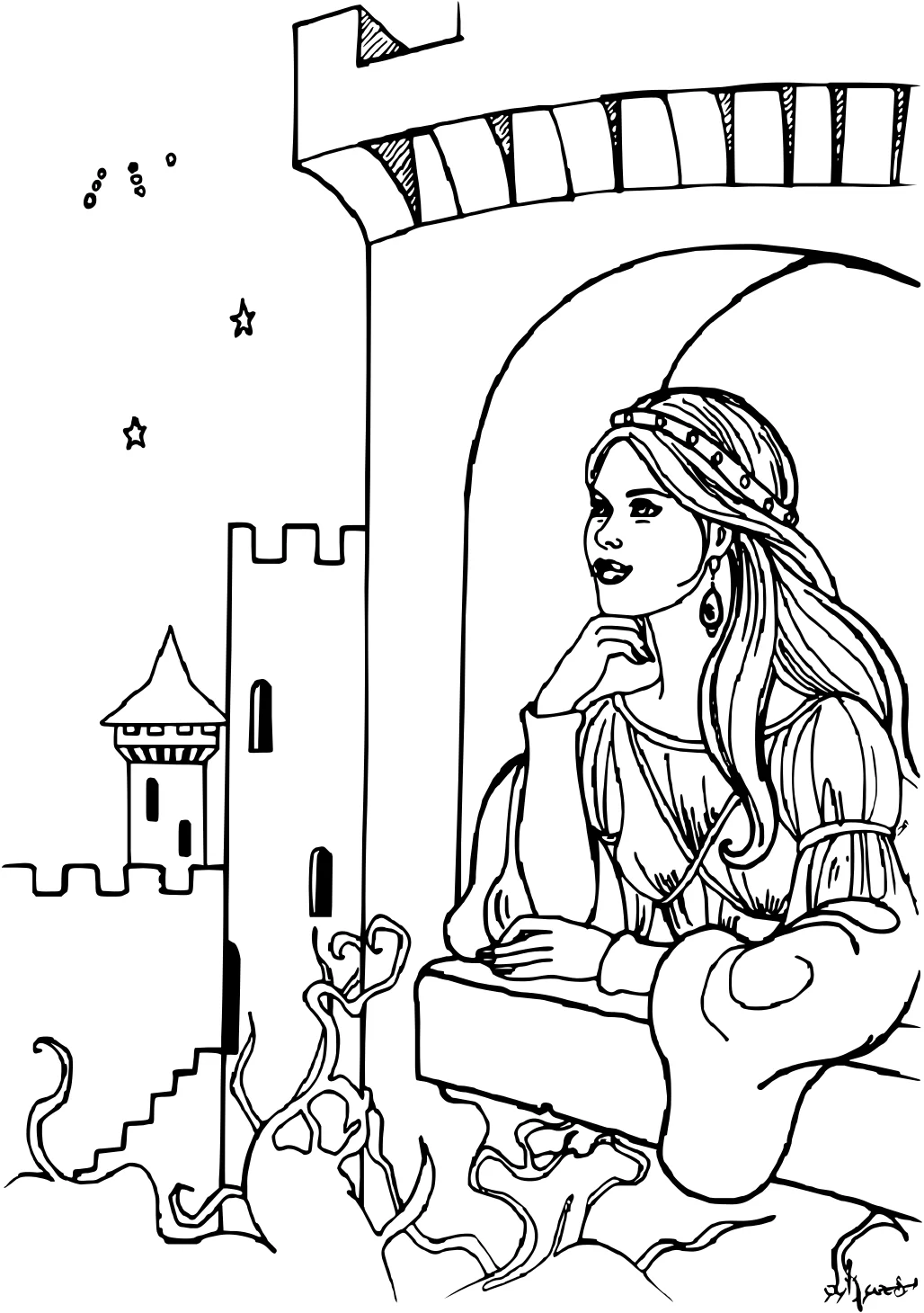 Раскраска "Принцесса Леонора" (Princess Leonora №11542. Популярные раскраски. Все принцессы из всех мультиков, сказок, игр.