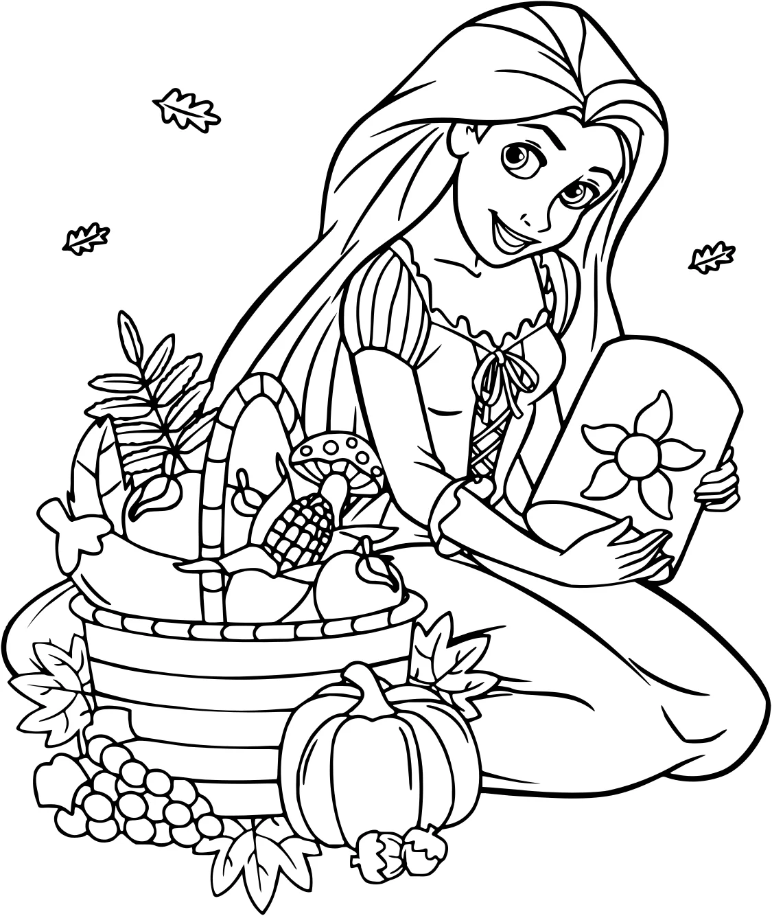 Принцессы Диснея на День Благодарения от Disney Thanksgiving №11390. Популярные раскраски. Все принцессы из всех мультиков, сказок, игр.
