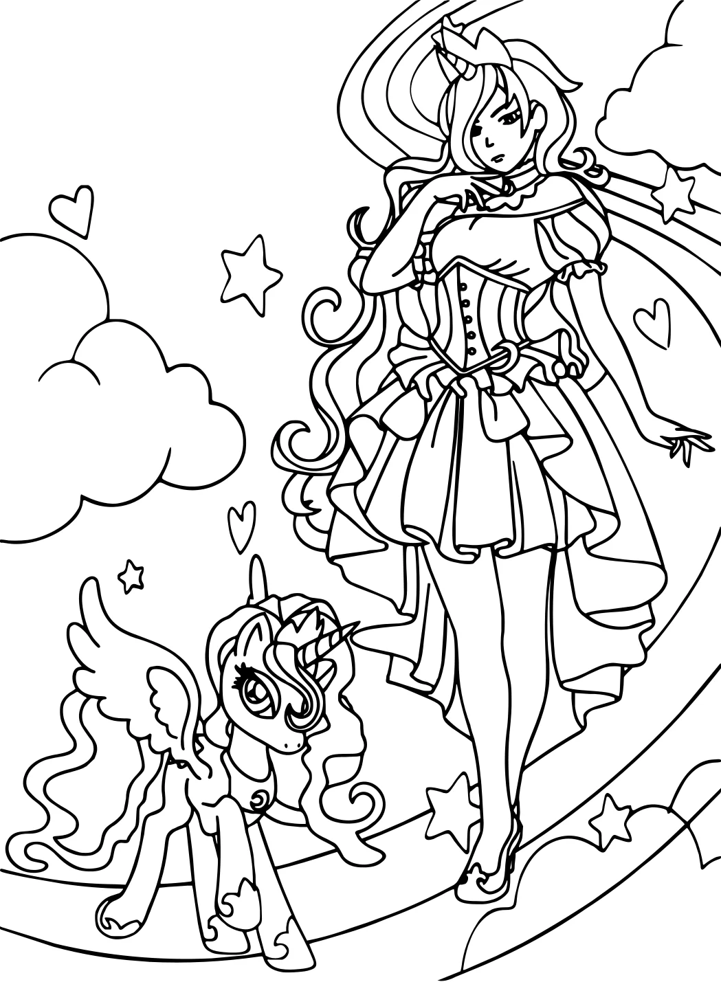 Раскраска "Принцесса Луна" от Princess Luna №11382. Популярные раскраски. Все принцессы из всех мультиков, сказок, игр.