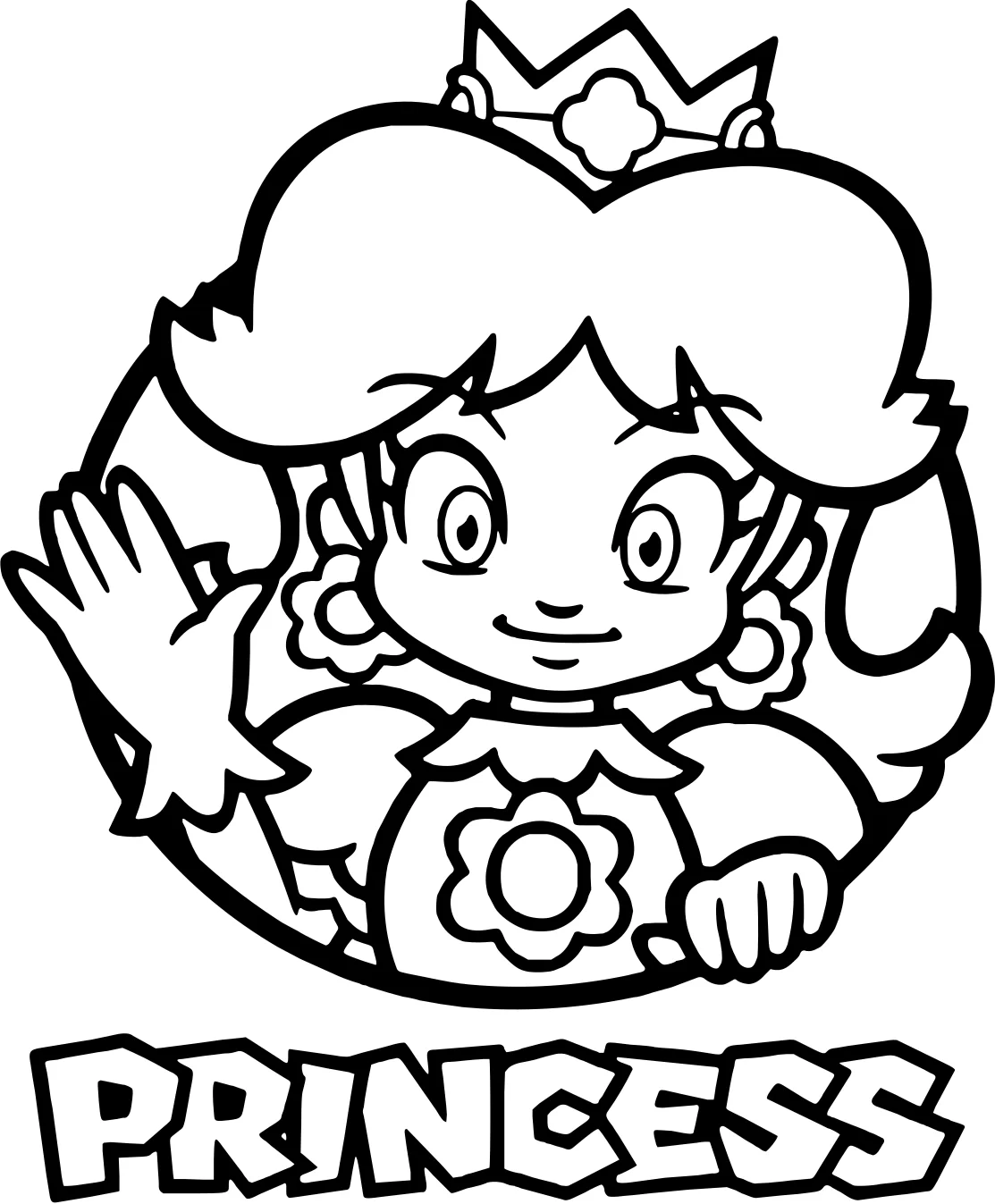 Принцесса Дейзи из Super Mario Bros №11376. Популярные раскраски. Все принцессы из всех мультиков, сказок, игр.