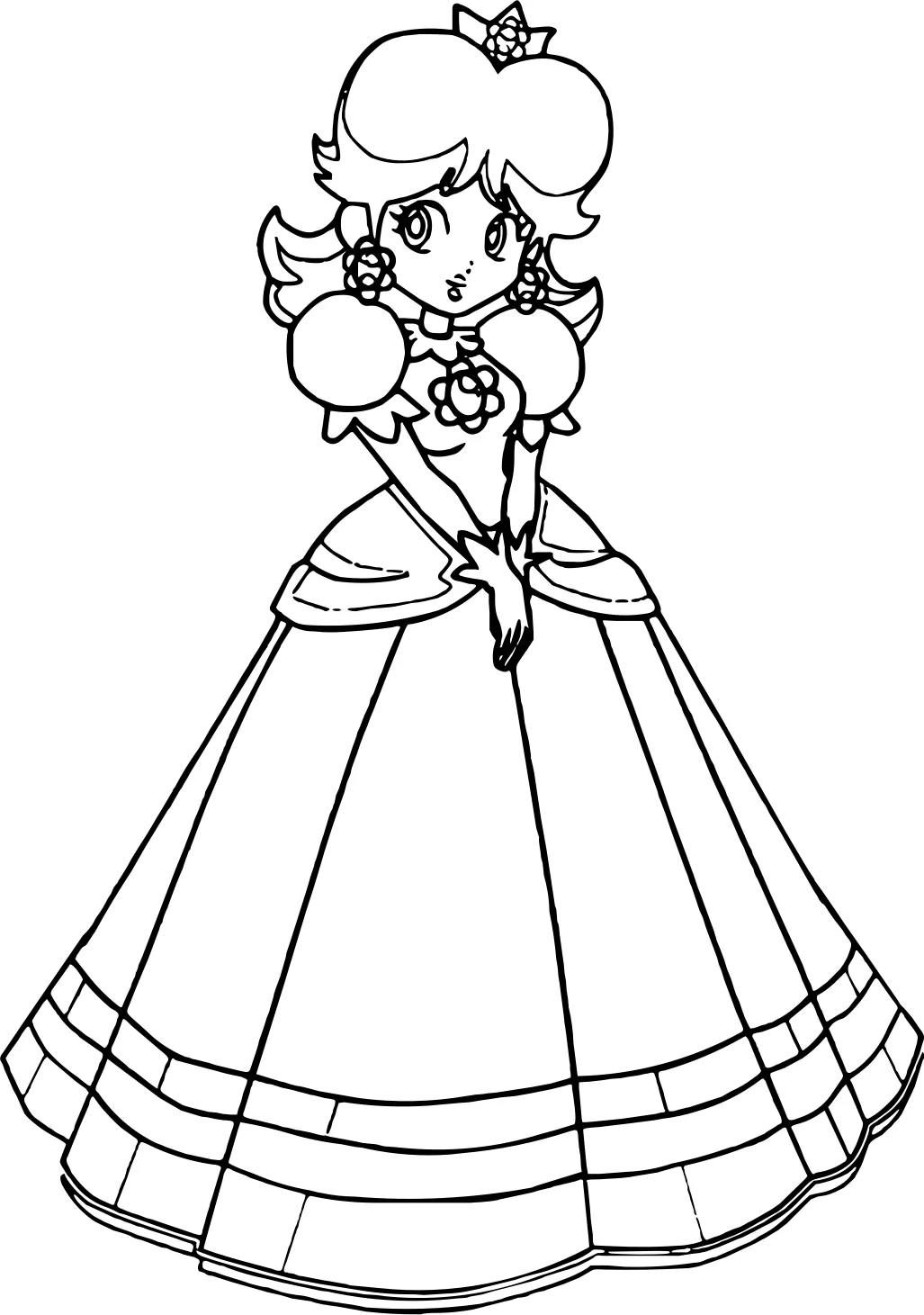 Застенчивая принцесса Дейзи из Super Mario Bros. от Princess Daisy №11360. Популярные раскраски. Все принцессы из всех мультиков, сказок, игр.