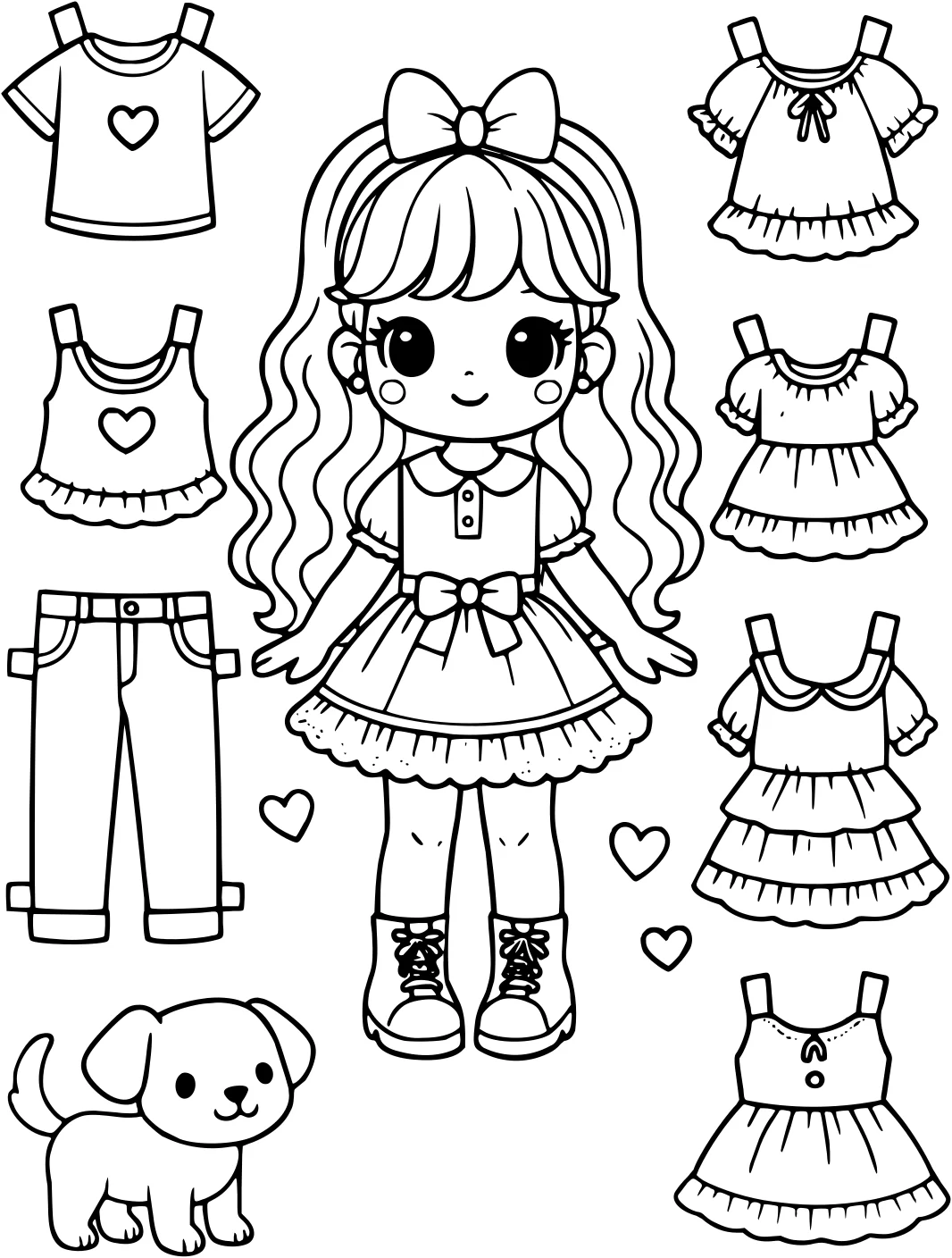 Раскраска "Принцесса-кукла из бумаги" от Paper Doll №11359. Популярные раскраски. Все принцессы из всех мультиков, сказок, игр.