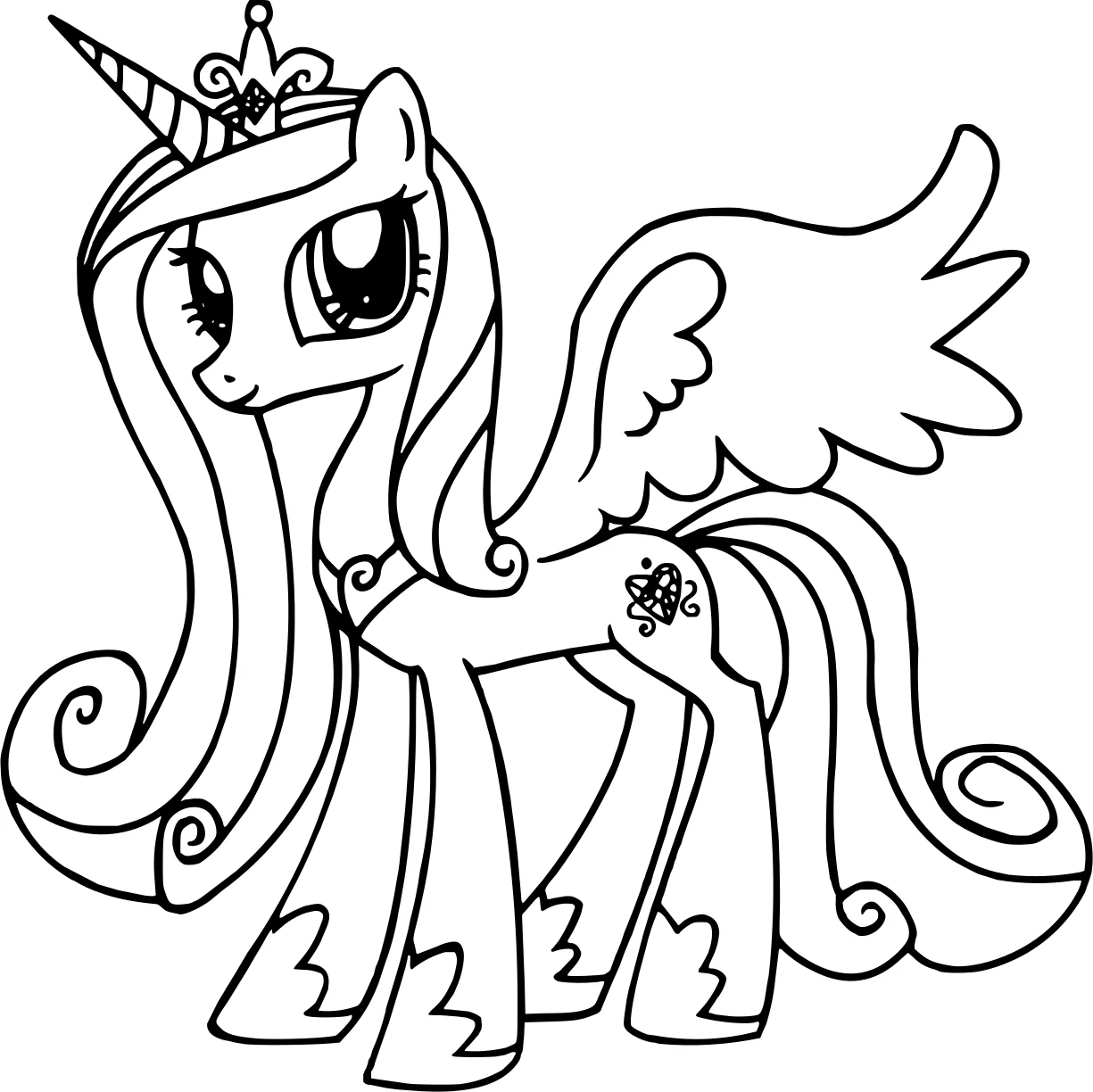 Раскраска My Little Pony. Принцесса Каденс №12913. Популярные раскраски. Все принцессы из всех мультиков, сказок, игр.