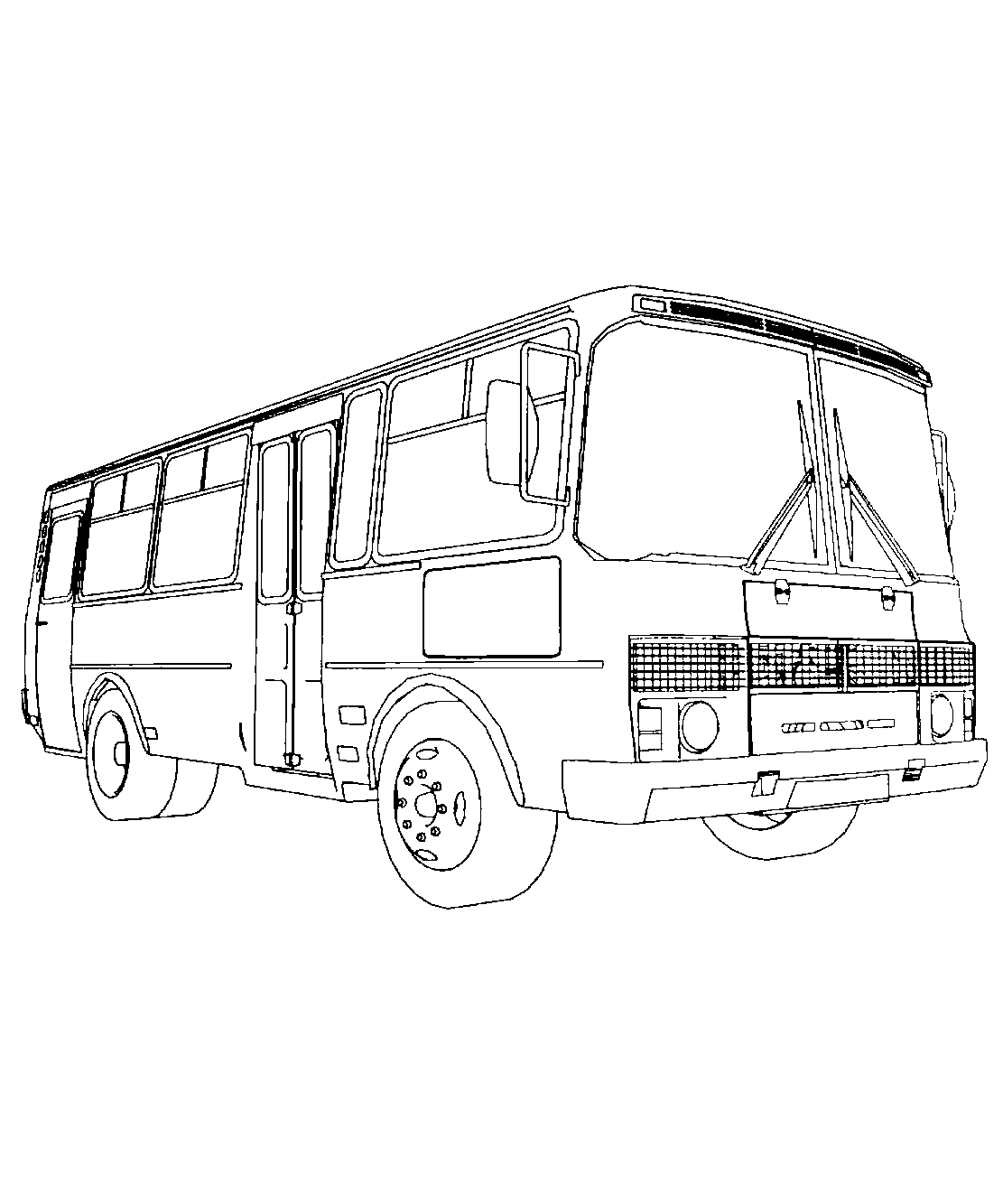 Автобус ПАЗ №1166. Раскраски для мальчиков по категориям. Автобусы.