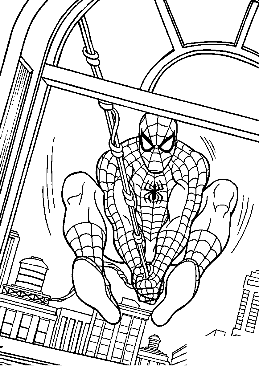Человек-паук разбивает окно. Раскраски Человек паук. Spiderman №434. Раскраски для мальчиков по категориям. Человек-паук.