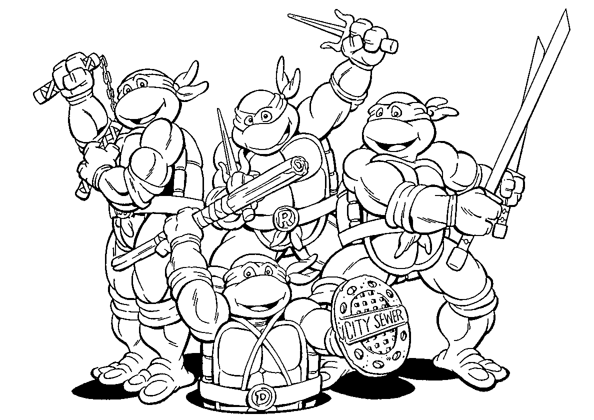 TMNT — мультяшные Черепашки-ниндзя №518. Раскраски для мальчиков по категориям. Черепашки-ниндзя.