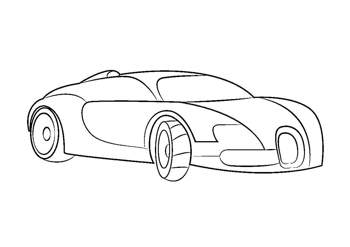 Спортивная машина Bugatti №114. Раскраски для мальчиков по категориям. Гоночные машины.