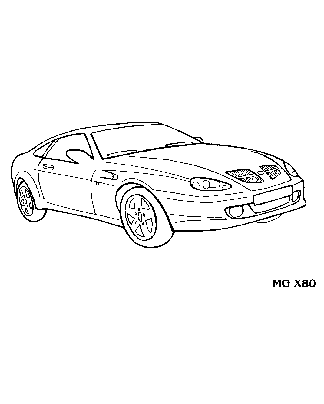 Спортивная машина MG X80 №1514. Раскраски для мальчиков по категориям. Гоночные машины.