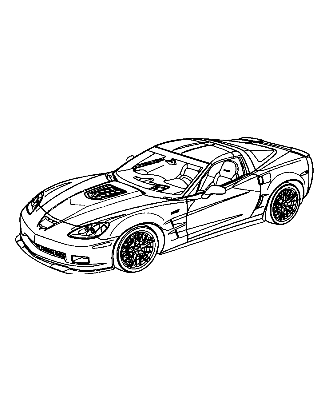 Шевроле Корвет. Chevrolet Corvette №1518. Раскраски для мальчиков по категориям. Гоночные машины.