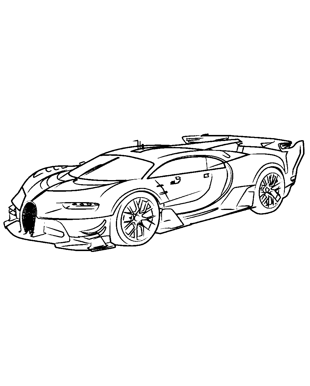 Bugatti Chiron №1591. Раскраски для мальчиков по категориям. Гоночные машины.