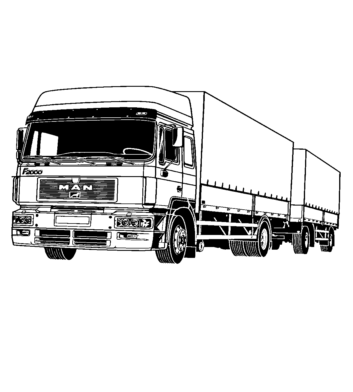 MAN F2000 №1405. Раскраски для мальчиков по категориям. Грузовики.