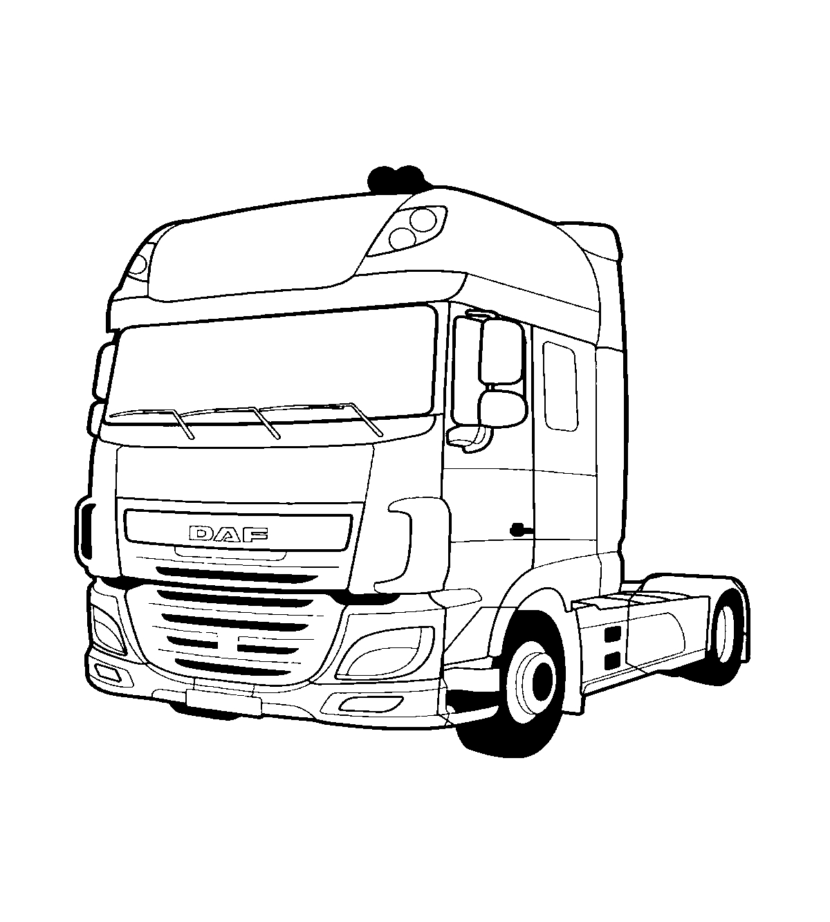 Седельный тягач DAF XF №1397. Раскраски для мальчиков по категориям. Грузовики.