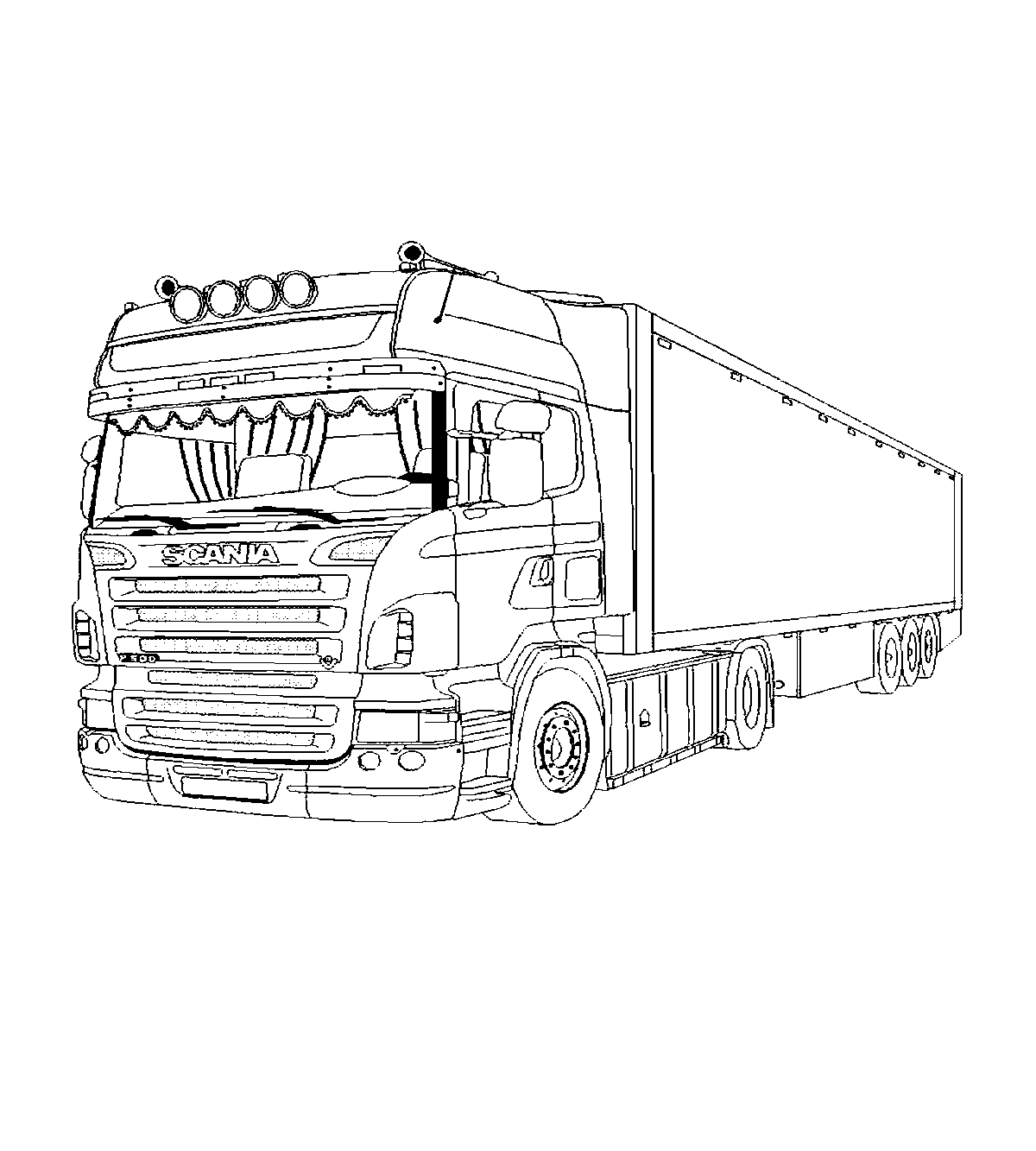 Фура Scania №1398. Раскраски для мальчиков по категориям. Грузовики.