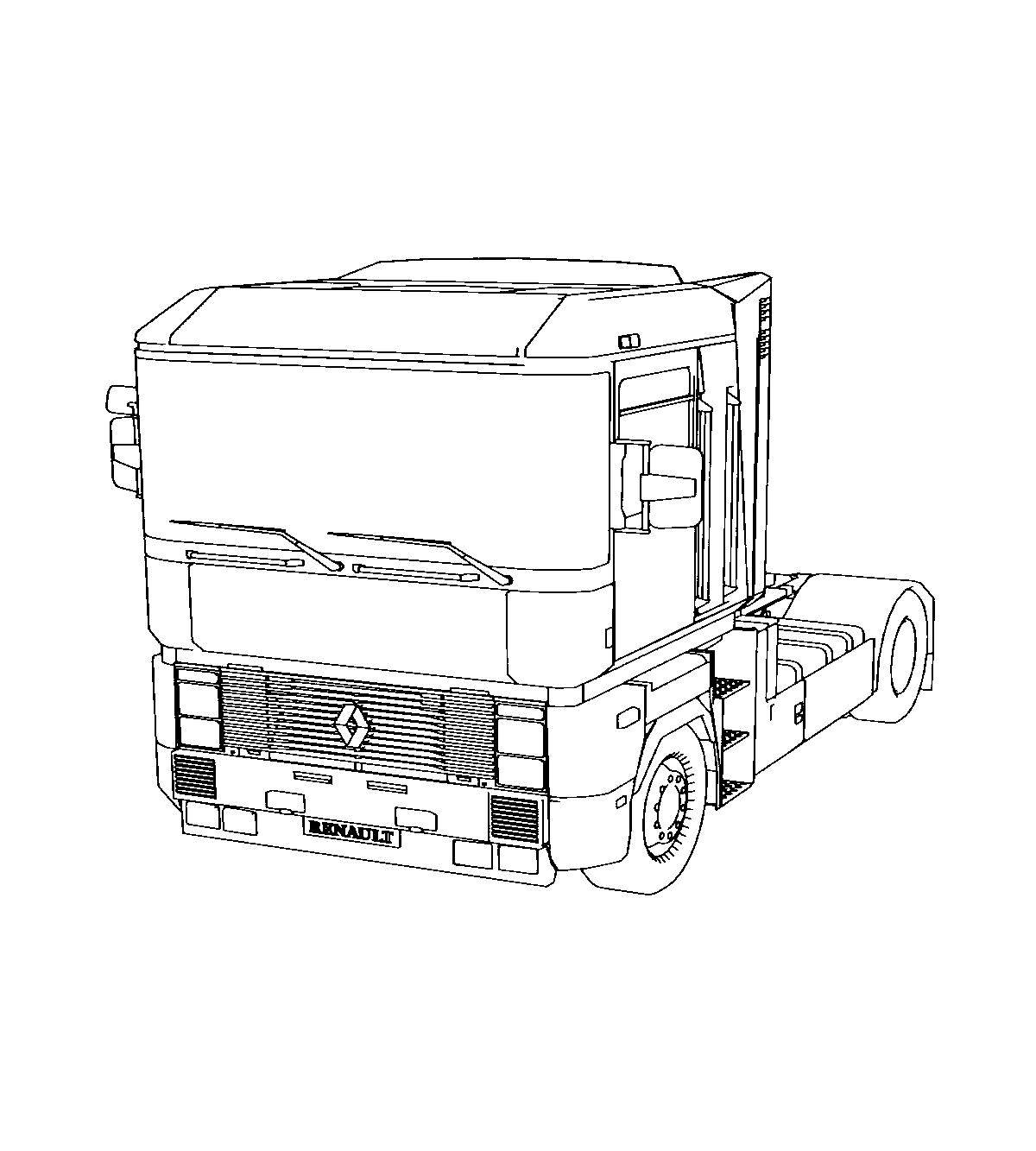 Грузовик Renault Magnum №1403. Раскраски для мальчиков по категориям. Грузовики.