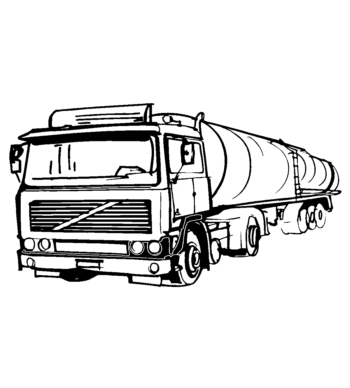 Бензовоз Volvo №1381. Раскраски для мальчиков по категориям. Грузовики.
