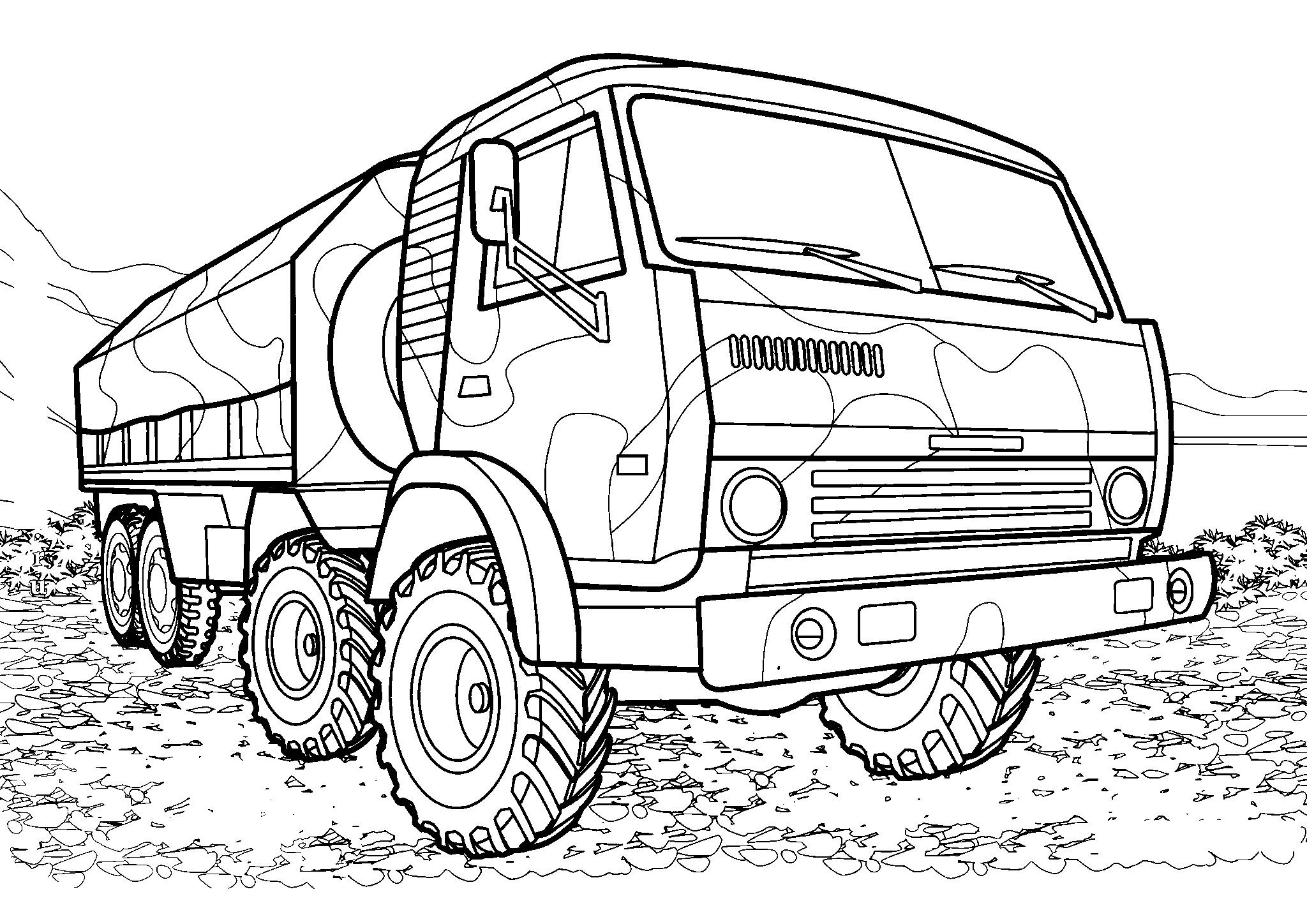 КамАЗ-6350 №1719. Раскраски для мальчиков по категориям. Грузовики.