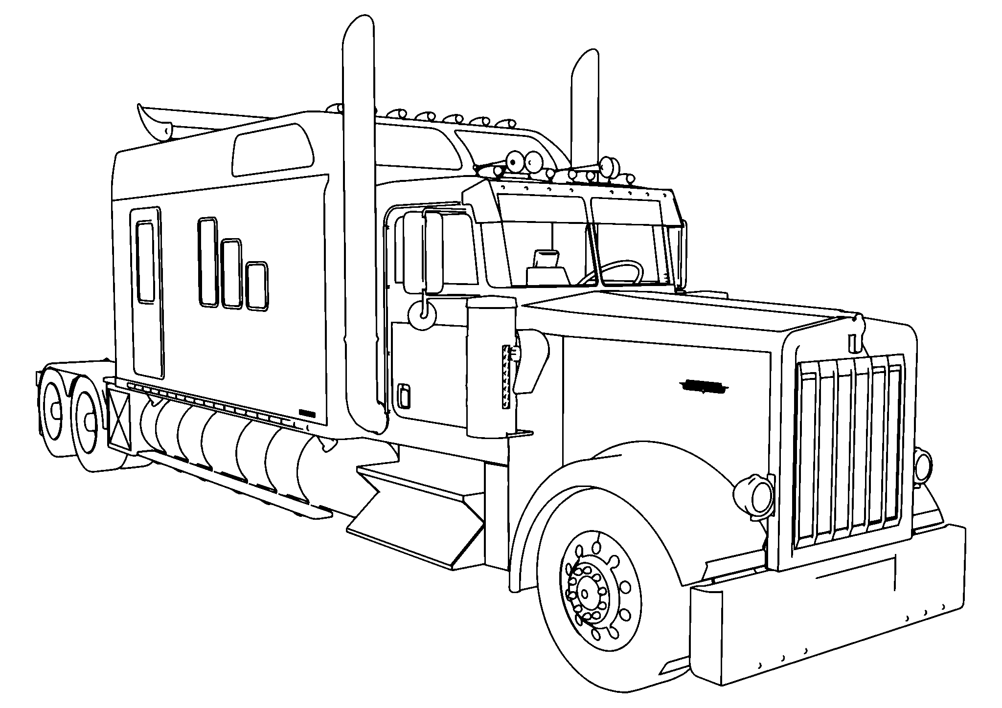 Kenworth w900 №1702. Раскраски для мальчиков по категориям. Грузовики.