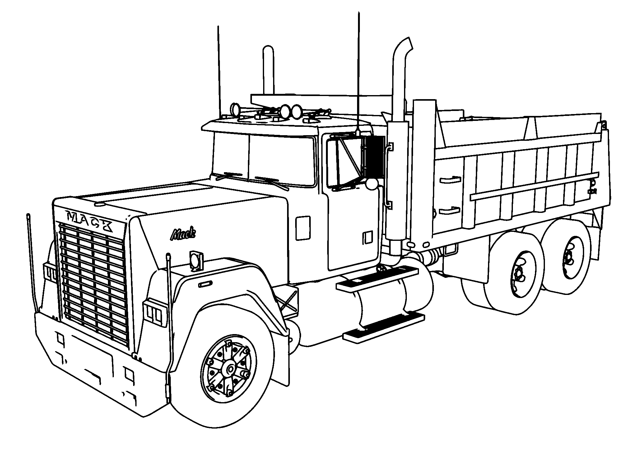 Mack №1704. Раскраски для мальчиков по категориям. Грузовики.