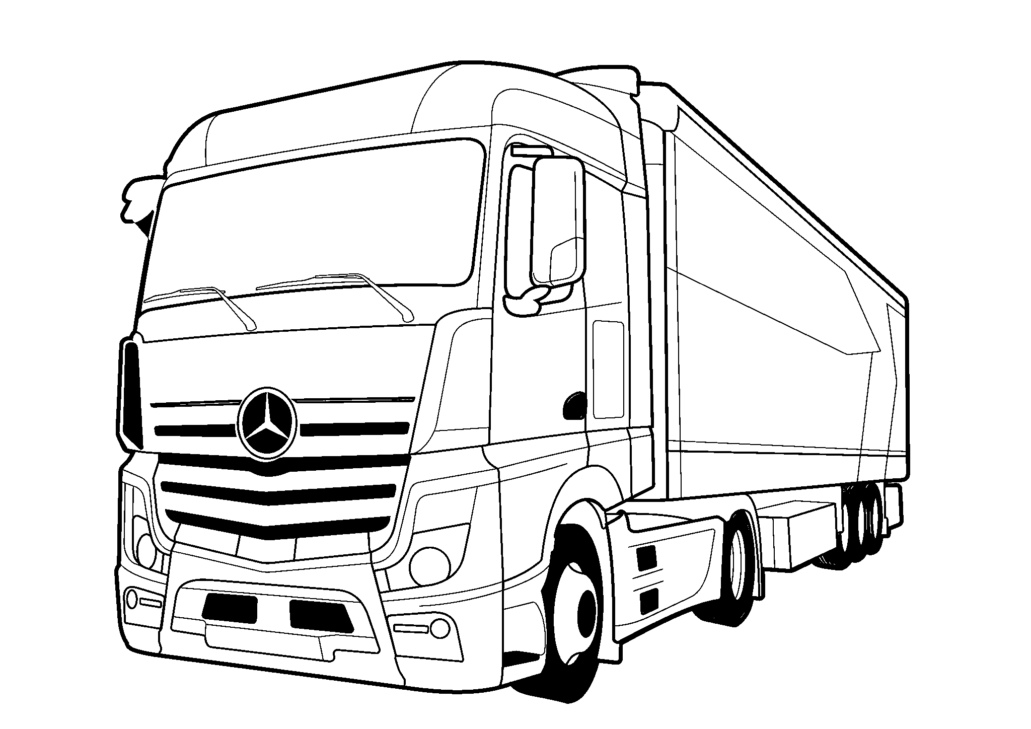 Mersedes-Benz Actros №1706. Раскраски для мальчиков по категориям. Грузовики.